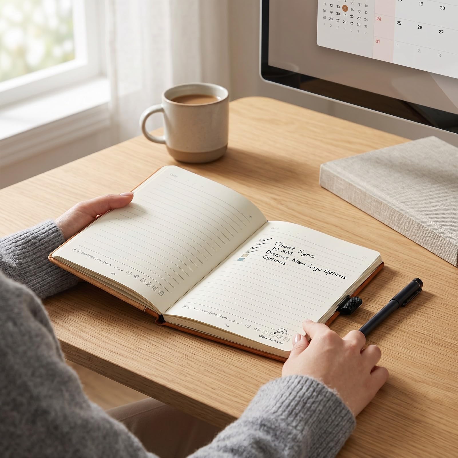 Annadue Penna di Sincronizzazione Digitale Intelligente con Set di Notebook per Smartphone e Tablet (BROWN)