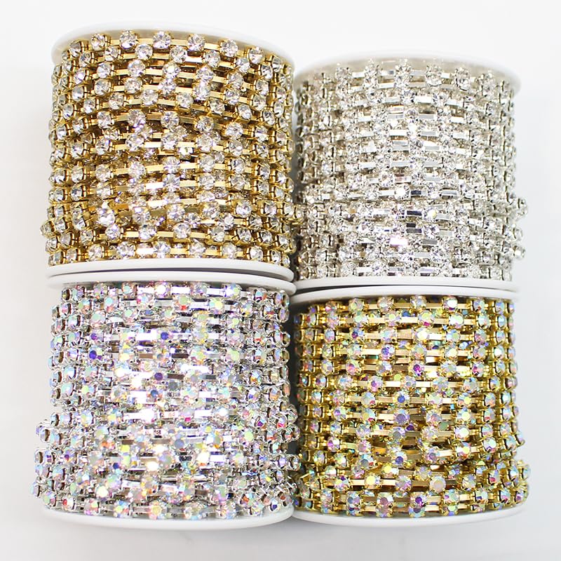 Catena Strass 8.5 Mm Decorazioni Cristallo Abbigliamento Catena Strass QUARKZMAN 1 Iarda - 3 Righe 8,5mm Per Decorazioni Fai Da Te Strass Abbigliamento Borse Decorazione Abiti E Borse - 9