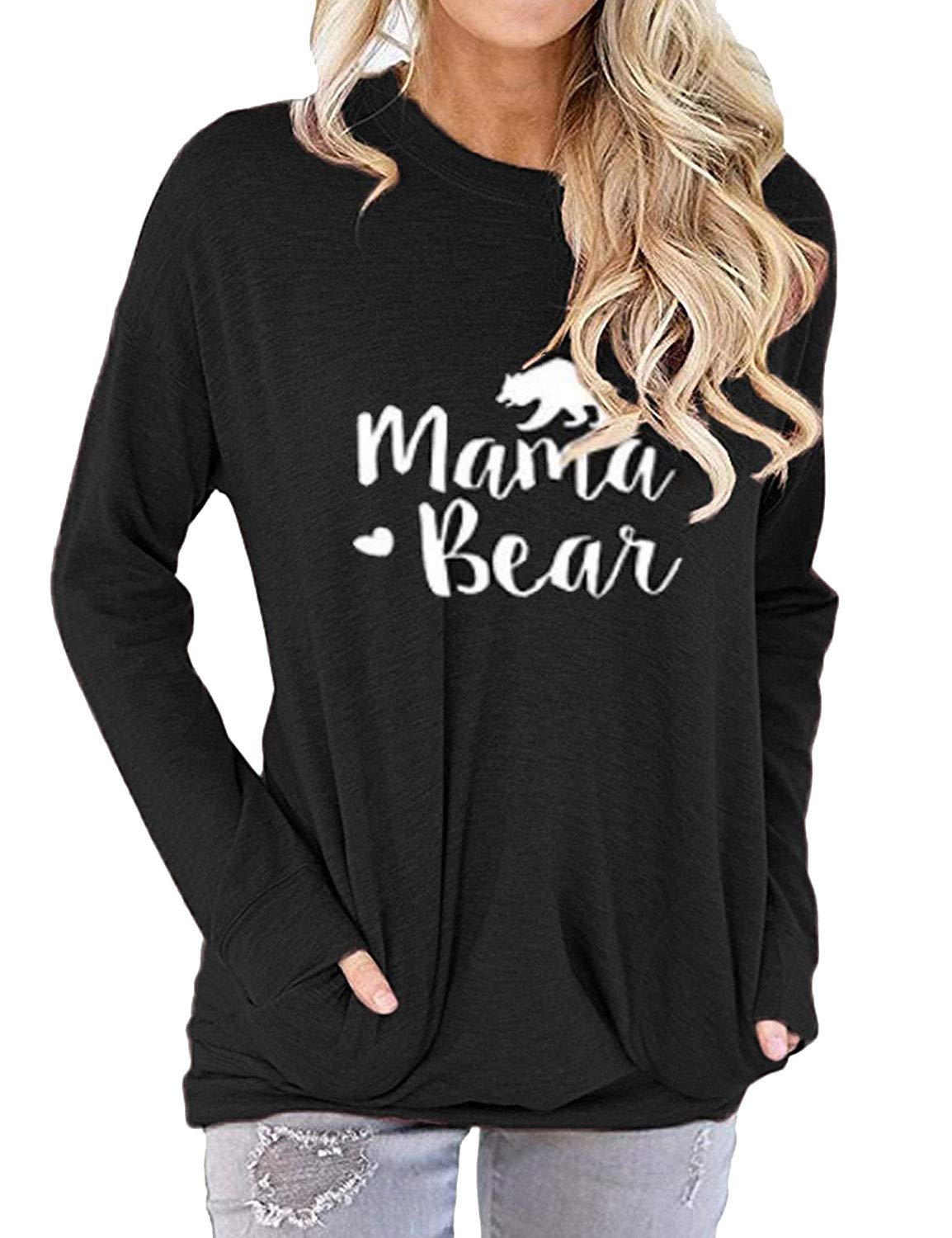 Nlife Mama Bear Mothers Day Shirt for Gifts Moms Graphic Tees with Sayings Womens Tshirts Tops