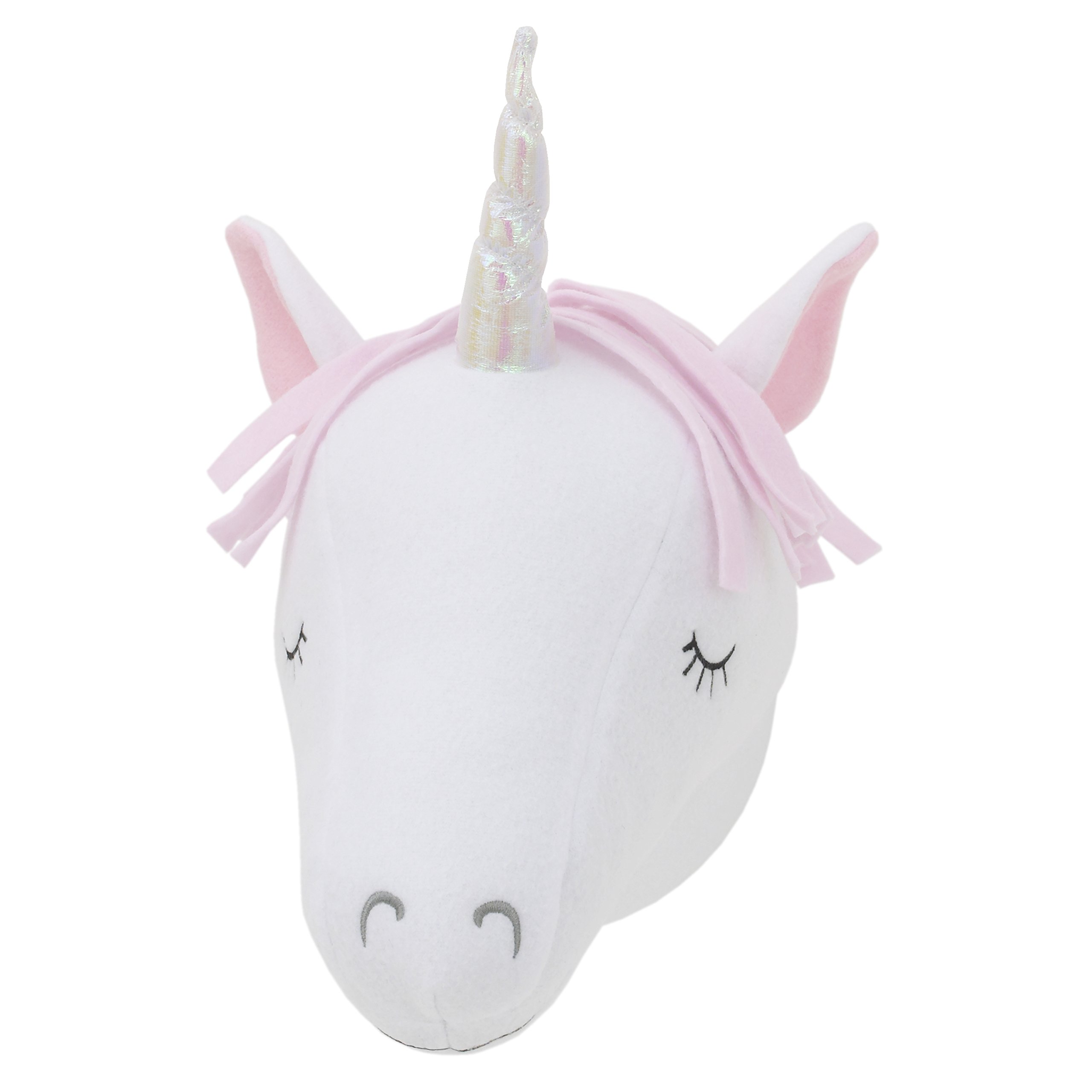 NoJo Little Love 3-D White/Pink Unicorn Stuffed Wall Hanging Decor, Fauxidermy - Nursery, Bedroom or Playroom Décor