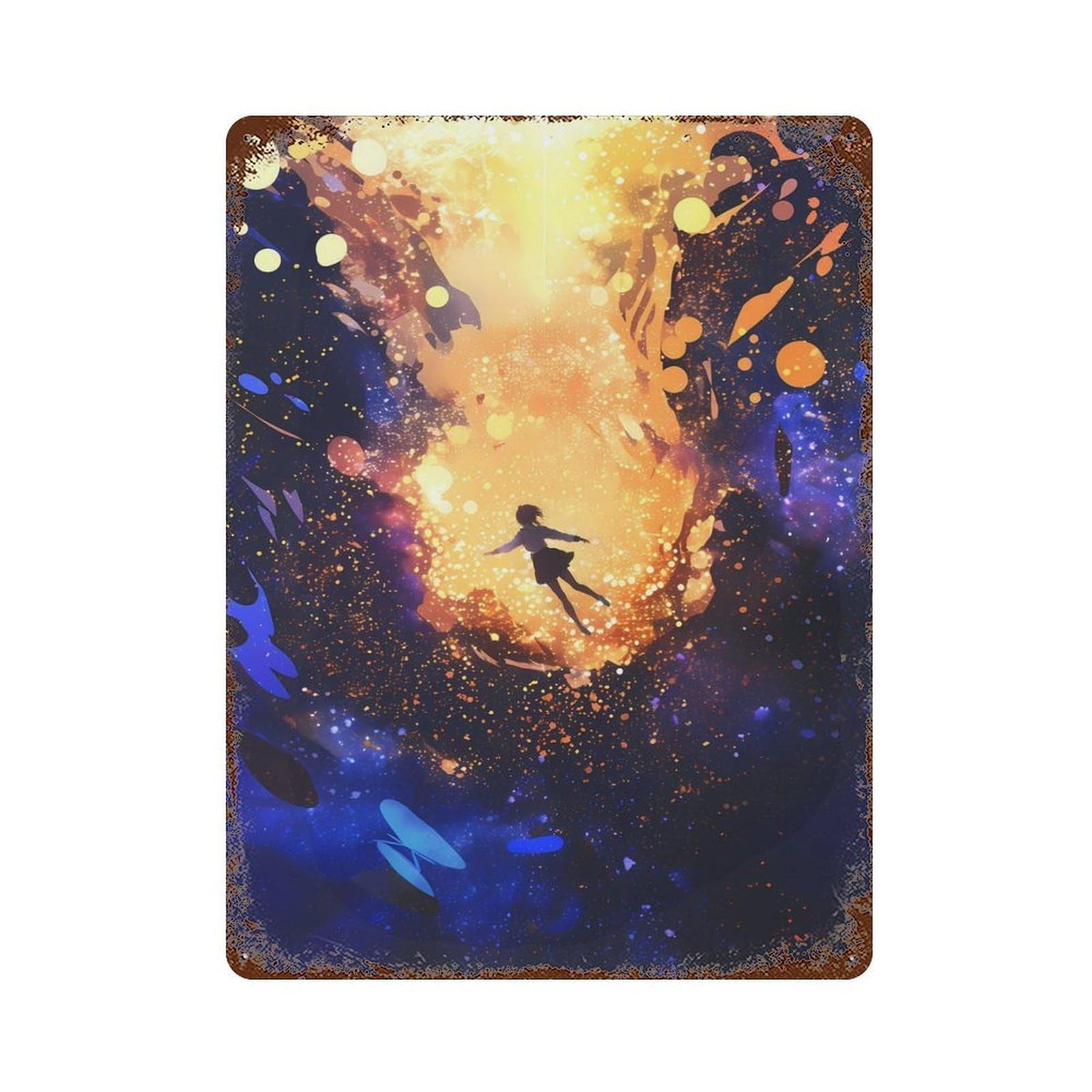 Anime Galactic Dreamfall 15.7"x11.8" Rusty Metal Tin Sign, Farmhouse Wall Decor for Office, Studio And Wall Decor