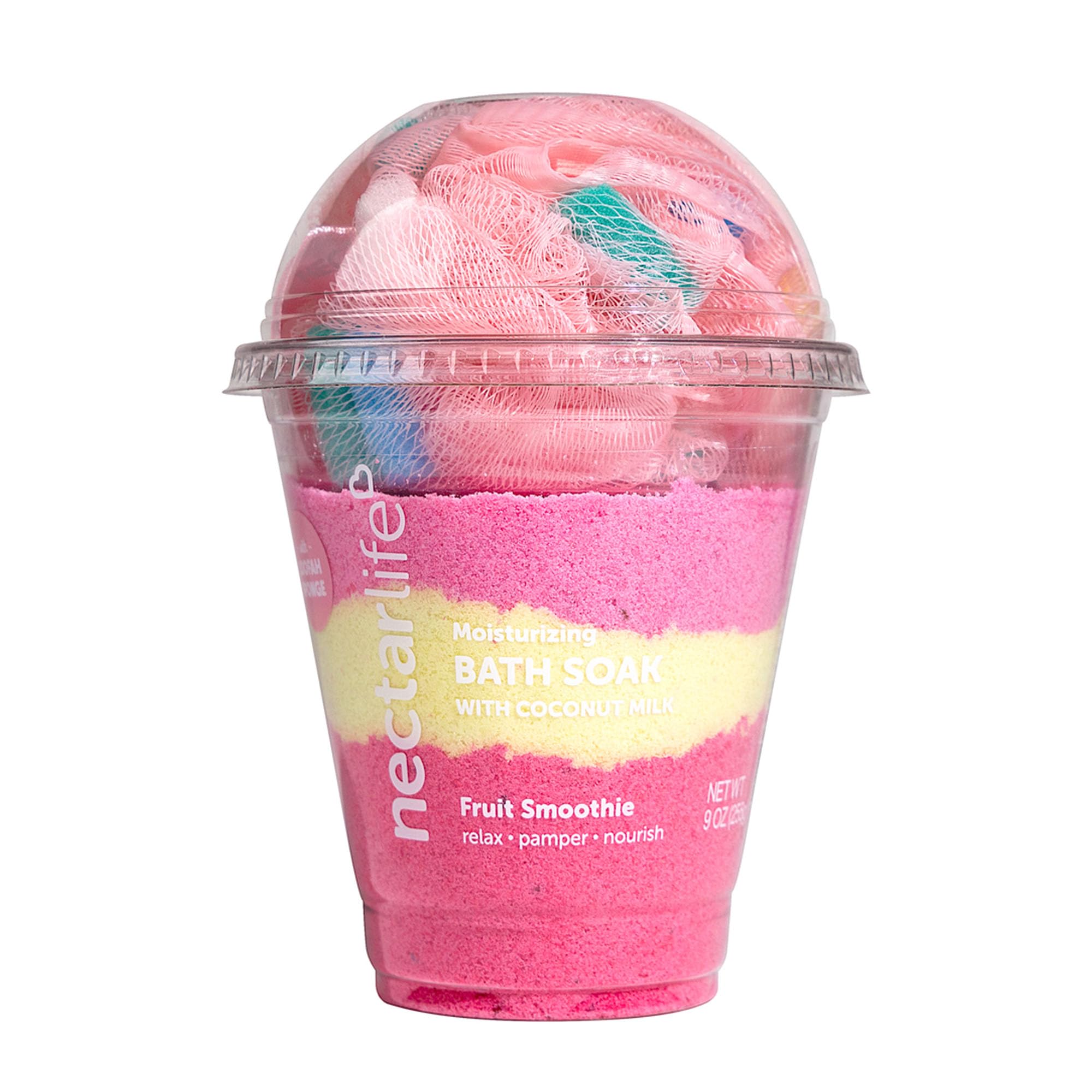 Coconut Milk Bath Soak, Salt Bath, Adult Bubble Bath, Natural Detox Foaming Body Soak, Foot Soak, Vegan Body Skin Care, 9 oz. (Fruit Smoothie)