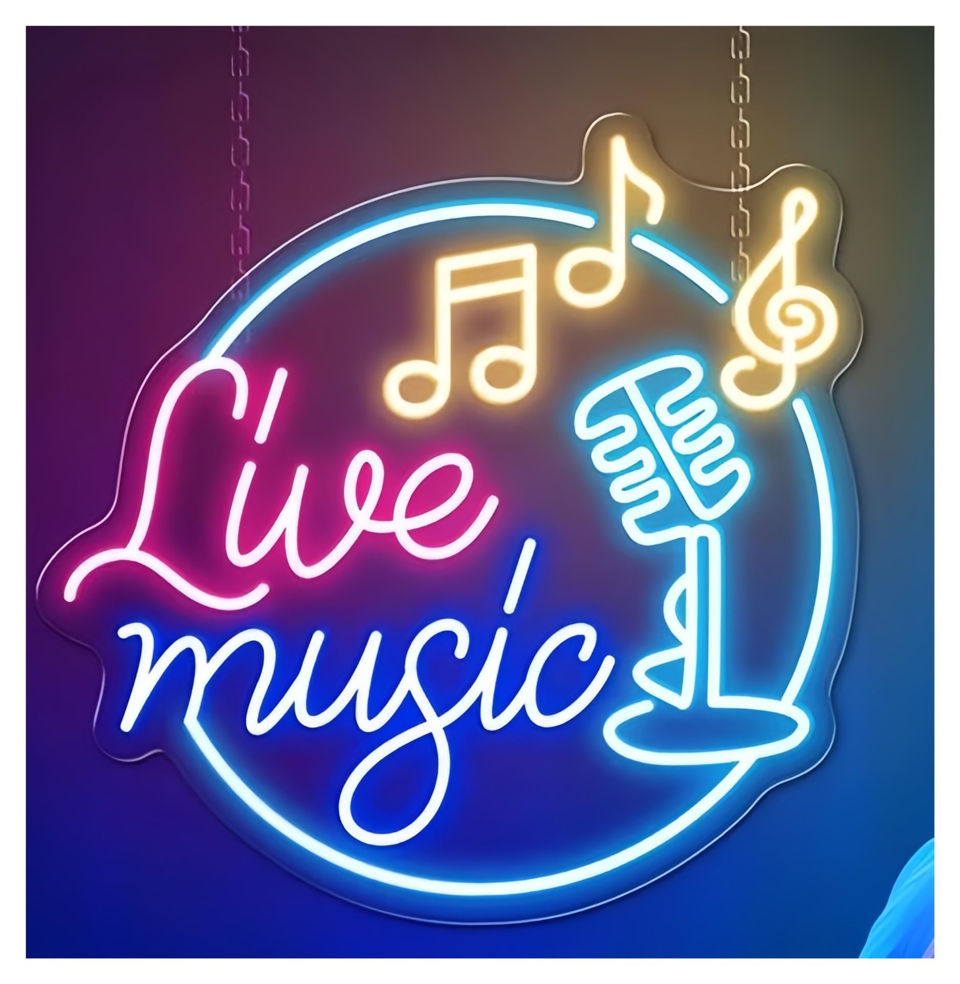 Shouxi C Sign Lamp Live Musi Neon Sign Bar Party Recording Studio Wall Decor Studio Room Decoration(,60X59cm)