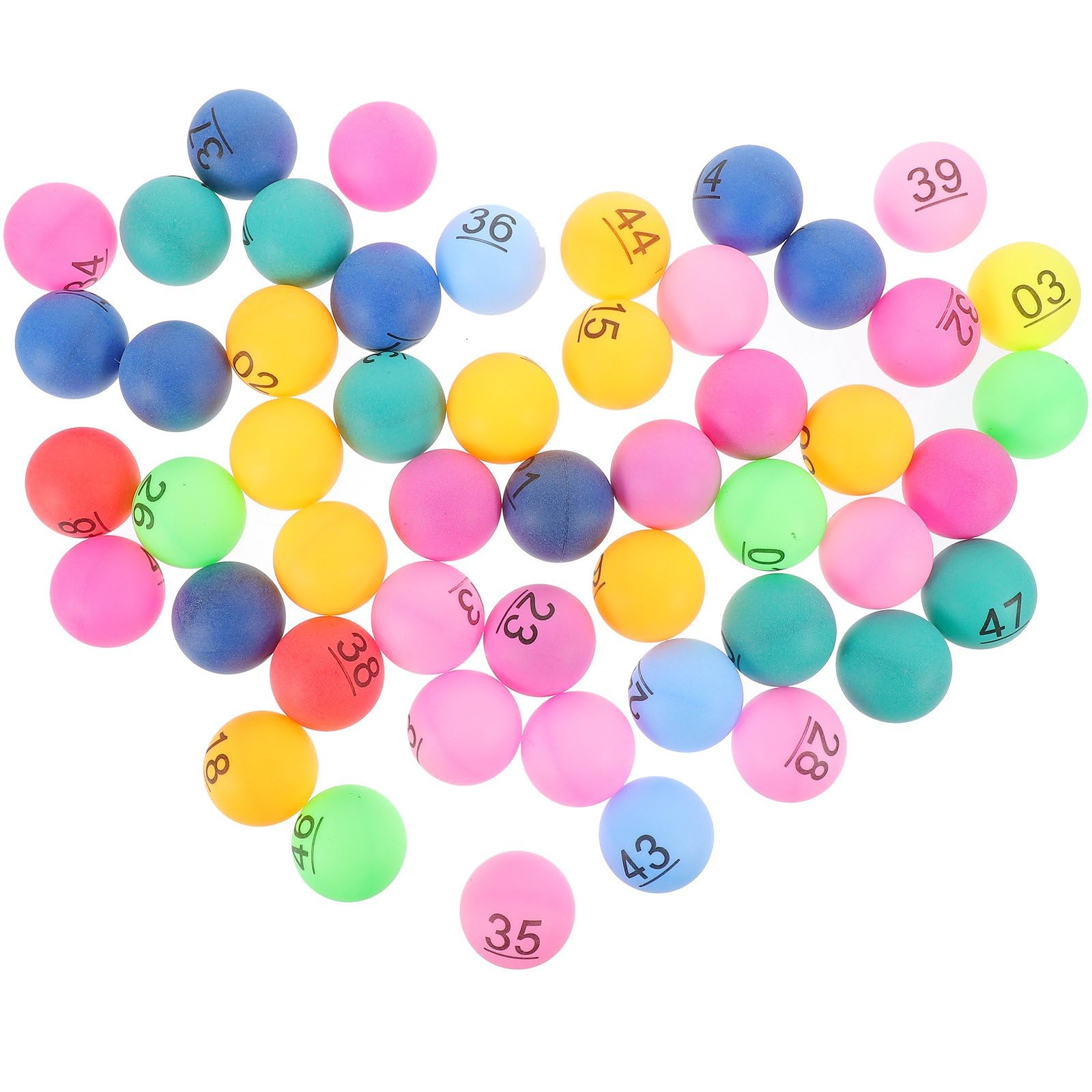 Baokuan 50pcs Bingo -pong Balls Plastic Numbered Bingo Balls 1 to 50 Raffle Balls Multicolor Lottery Balls Game Balls Replacements 4cm