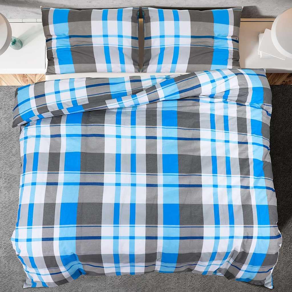 Set Copripiumino Blu e Grigio 260x240 cm in Cotone, Casa e Giardino,Biancheria,Lenzuola e Coperte,Copripiumini, 0.73kg-136068