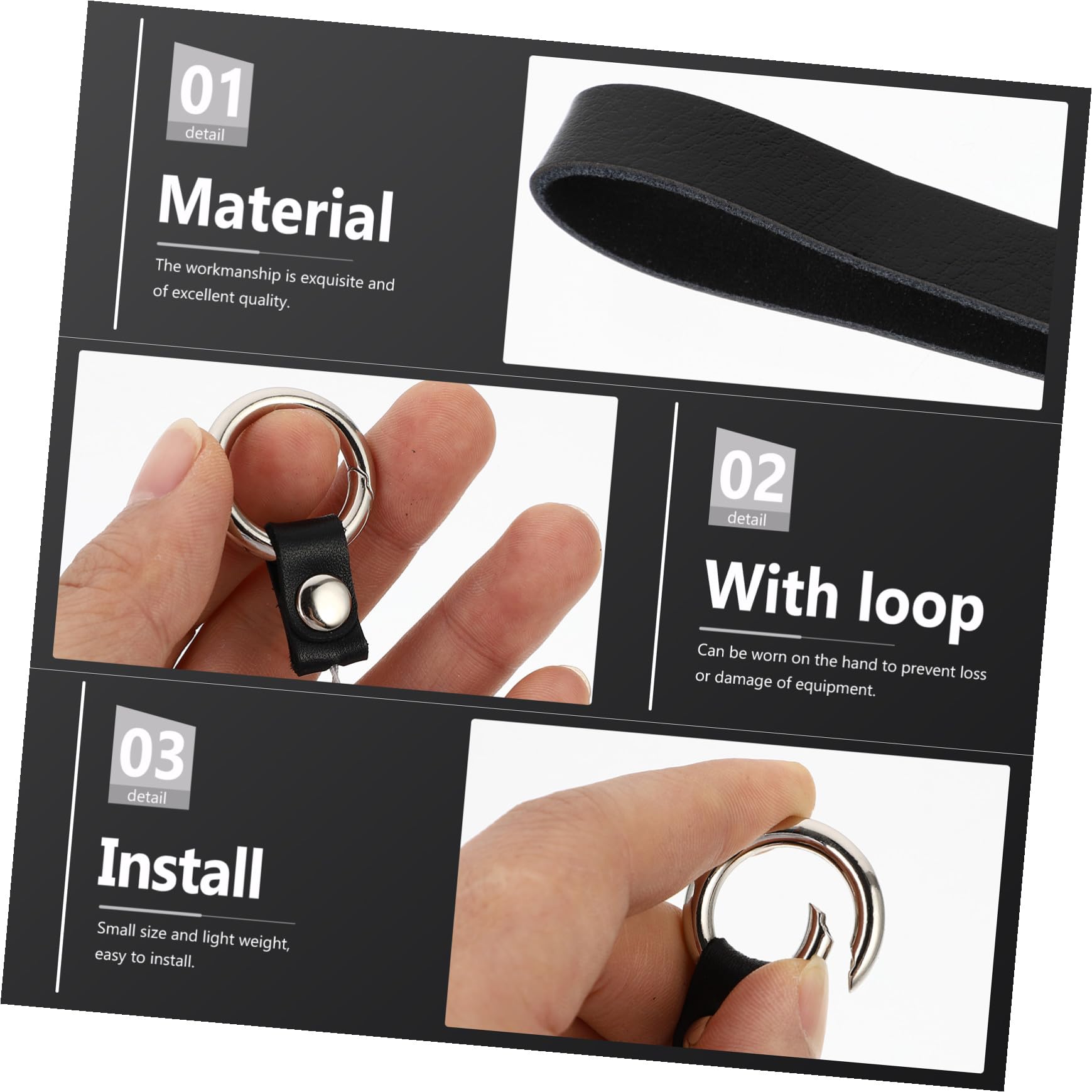 Praktisches Handgelenk-lanyard Mit Ring Aus Strapazierfähigem Leichter Telefon-armband-trageschlaufe Zum Sicheren Halten Von Handy Kamera Und Schlüssel Einfache Montage Schwarz