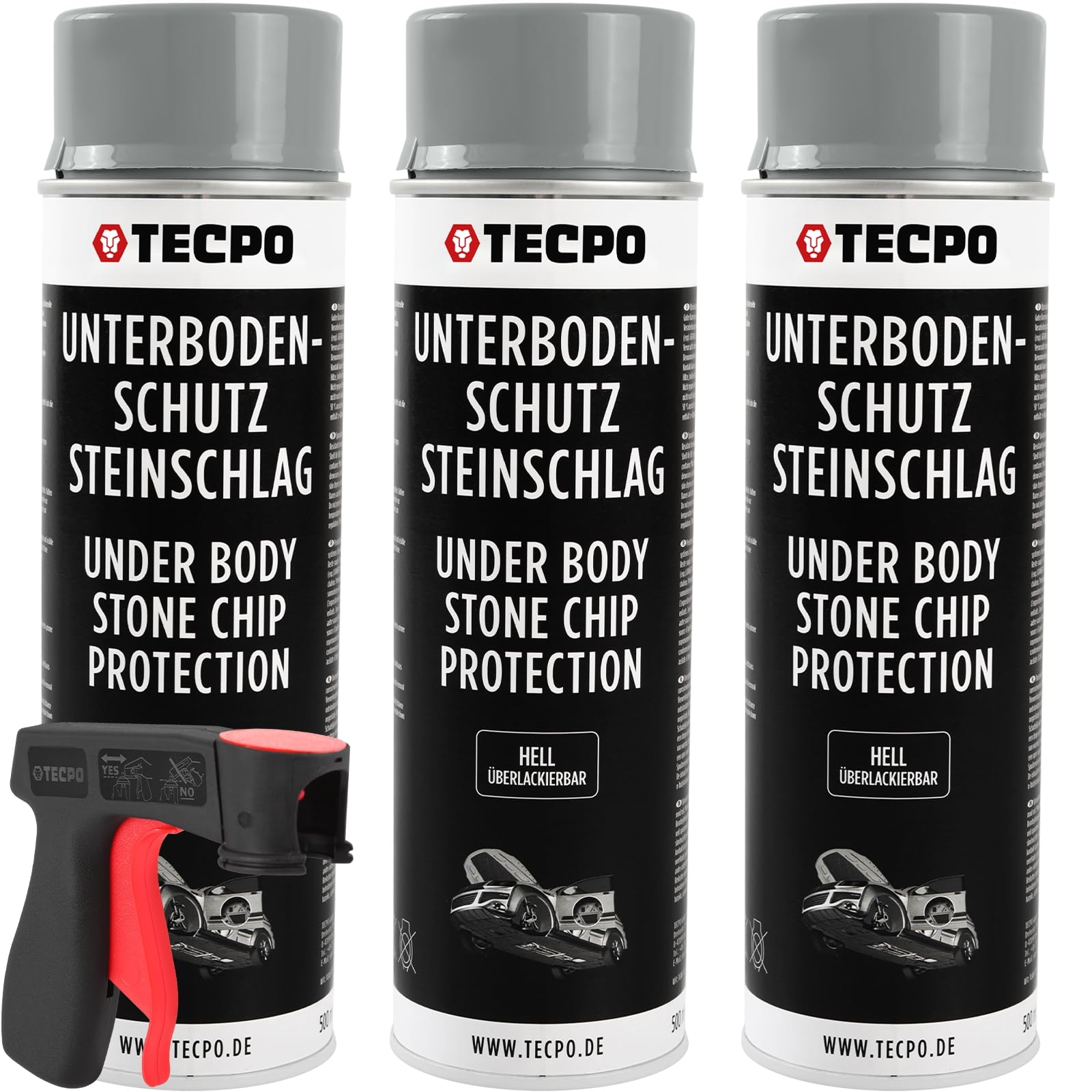 Unterbodenschutz Steinschlagschutz Hell, 3x 500 ml + Handgriff