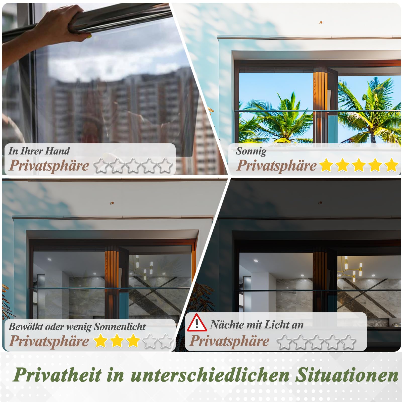 Sichtschutzfolie Fenster, 118x200 cm Spiegelfolie Fenster Sichtschutz UV Folie Fenster, Sonnenschutzfolie Fenster Innen, UV-Schutz Fensterfolie Blickdicht Thermofolie Fenster gegen Hitze