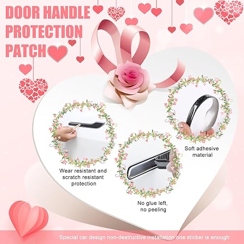 Miniatura 4 de CusDusk Kit de 4 calcomanías para manija de puerta, para Tesla modelo 3modelo Y, estilo fibra de carbono, kit de protección de manijas decorativas,