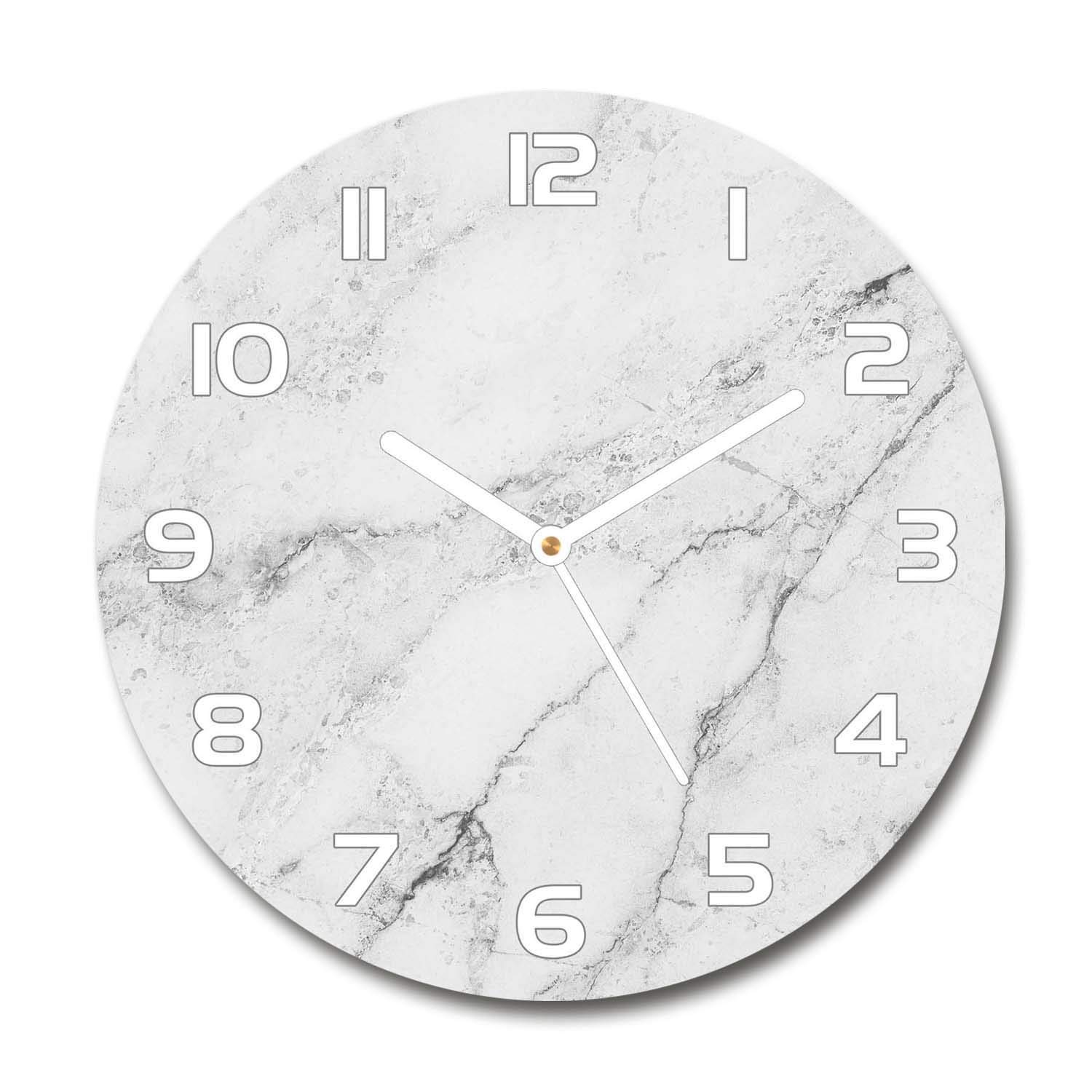 Horloge en Verre de Sécurité Marbre Tulup • Cadran Rond 30cm d'une Finition Premium