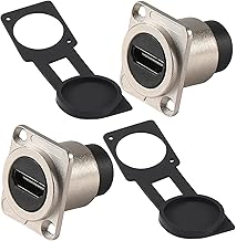 PENGLIN 2PCS D-Type HDMI Panel Mount Female to Female Through Socket with Waterproof Dust Cap