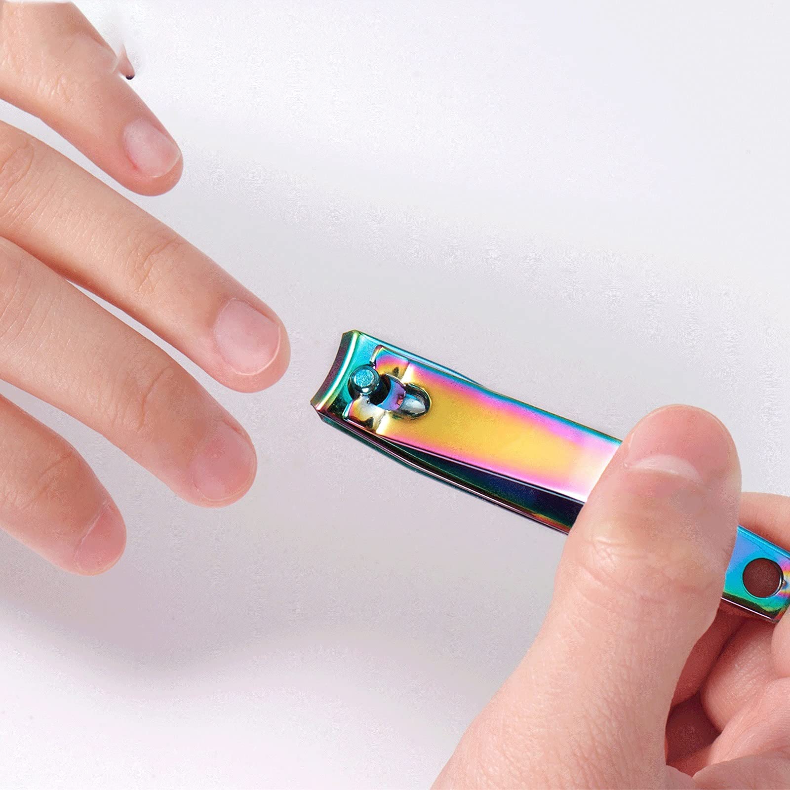 Nagelknipser, Edelstahl Regenbogen Bunte Nagelknipser Abgestorbene Haut Fingernägel Anti-Spritz-Trimmer Nagelschneider Maniküre-Werkzeug
