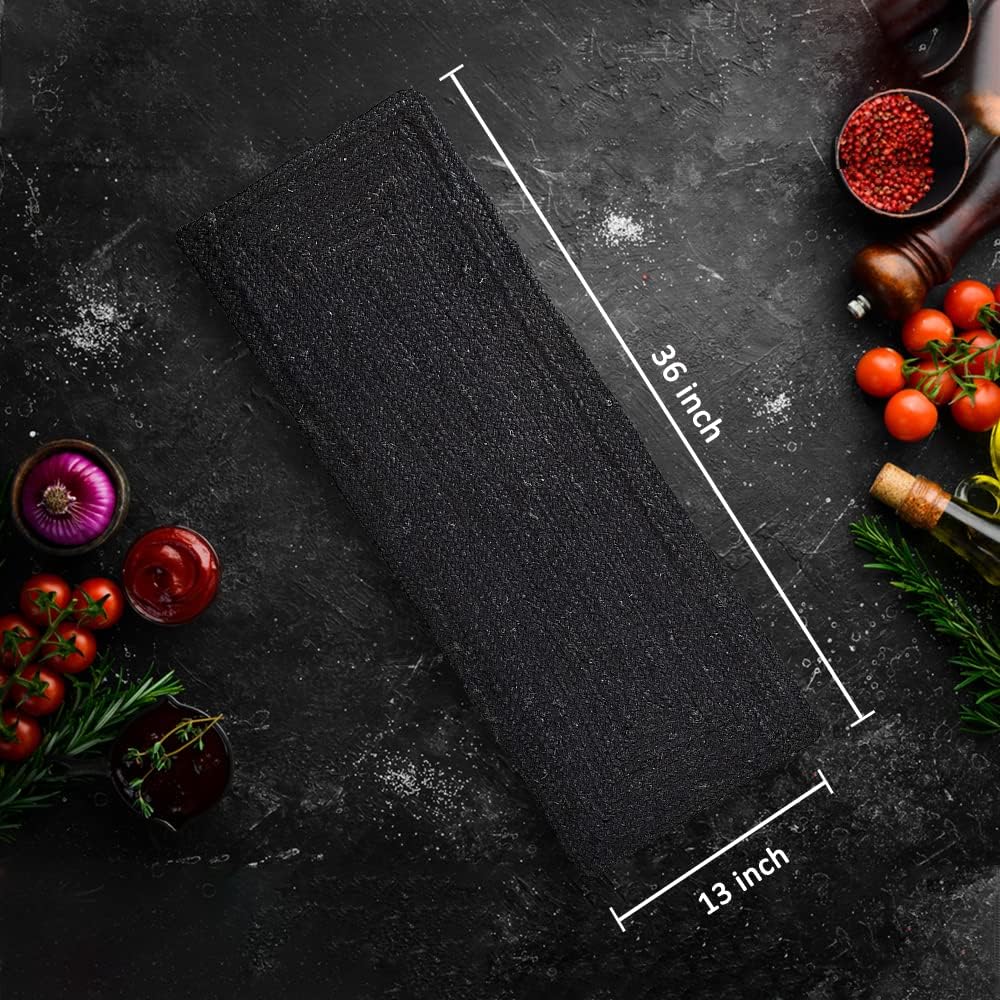 Madhu International Natural Jute Table Runner Rug, Long-Lasting Hand-Woven Rectangular Area Rug, Made from Jute Material for Indoor & Covered Door Entrances - Black, 13 X 36 Inch