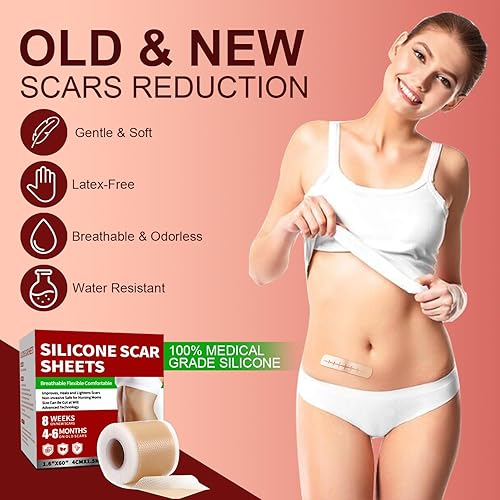 Miniatura 2 de Hojas de silicona para cicatrices (rollo de 1.6 x 60 pulgadas, rollo de 4.9 ft), rollo de cinta de silicona de grado médico, tira de cicatriz de