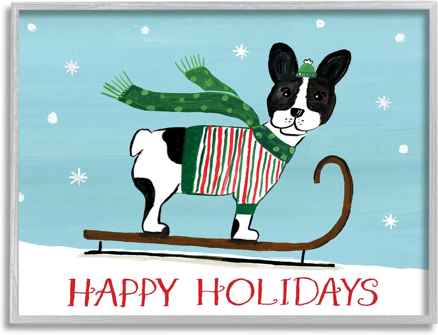 Stupell Industries Dog Sledding Holiday Snowscape Scene Falling Snowflakes, Design by Heather Strianese