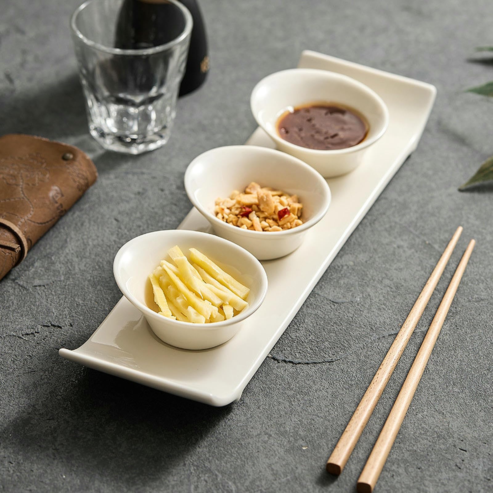 Plat à sauce en céramique émaillée pour la maison fraîche et pratique + 3 petits plats