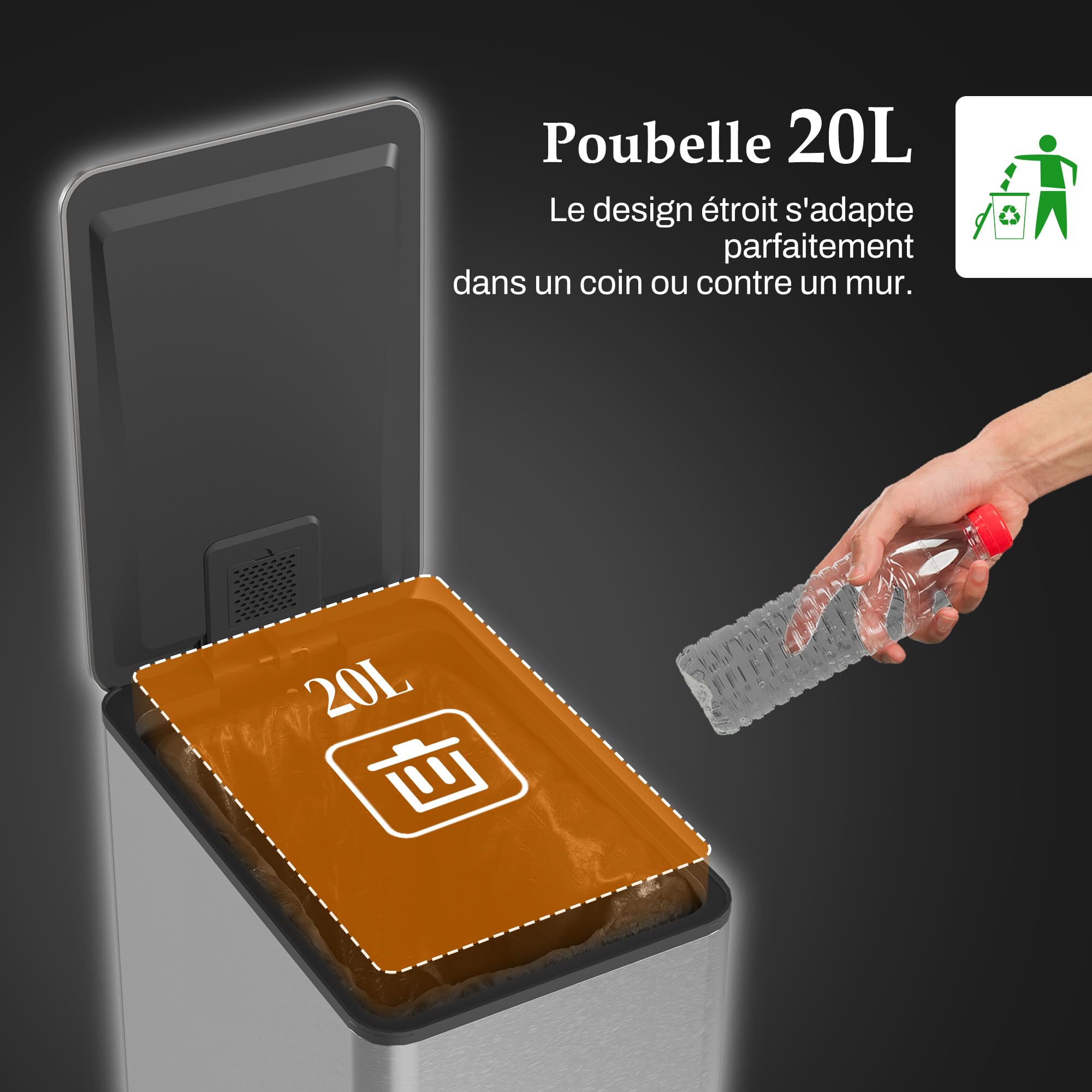 HOMCOM metalen prullenbak, afvalbak met voetpedaal, 5 liter