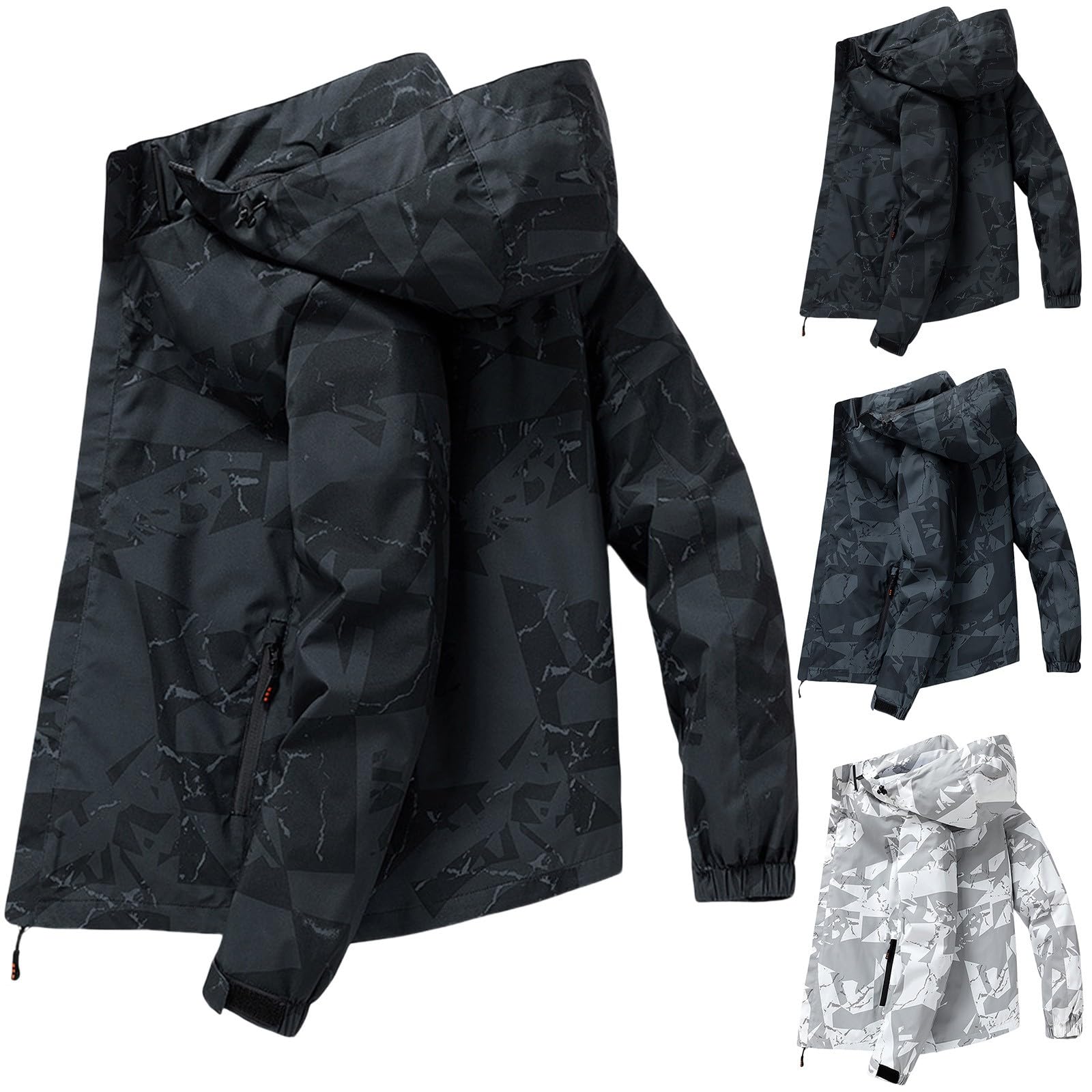 Giacca trapuntata da uomo leggera con cappuccio – Giacca invernale da uomo calda con chiusura lampo, con 2 tasche con zip, giacca softshell con polsini elastici, per attività all'aria aperta, taglie