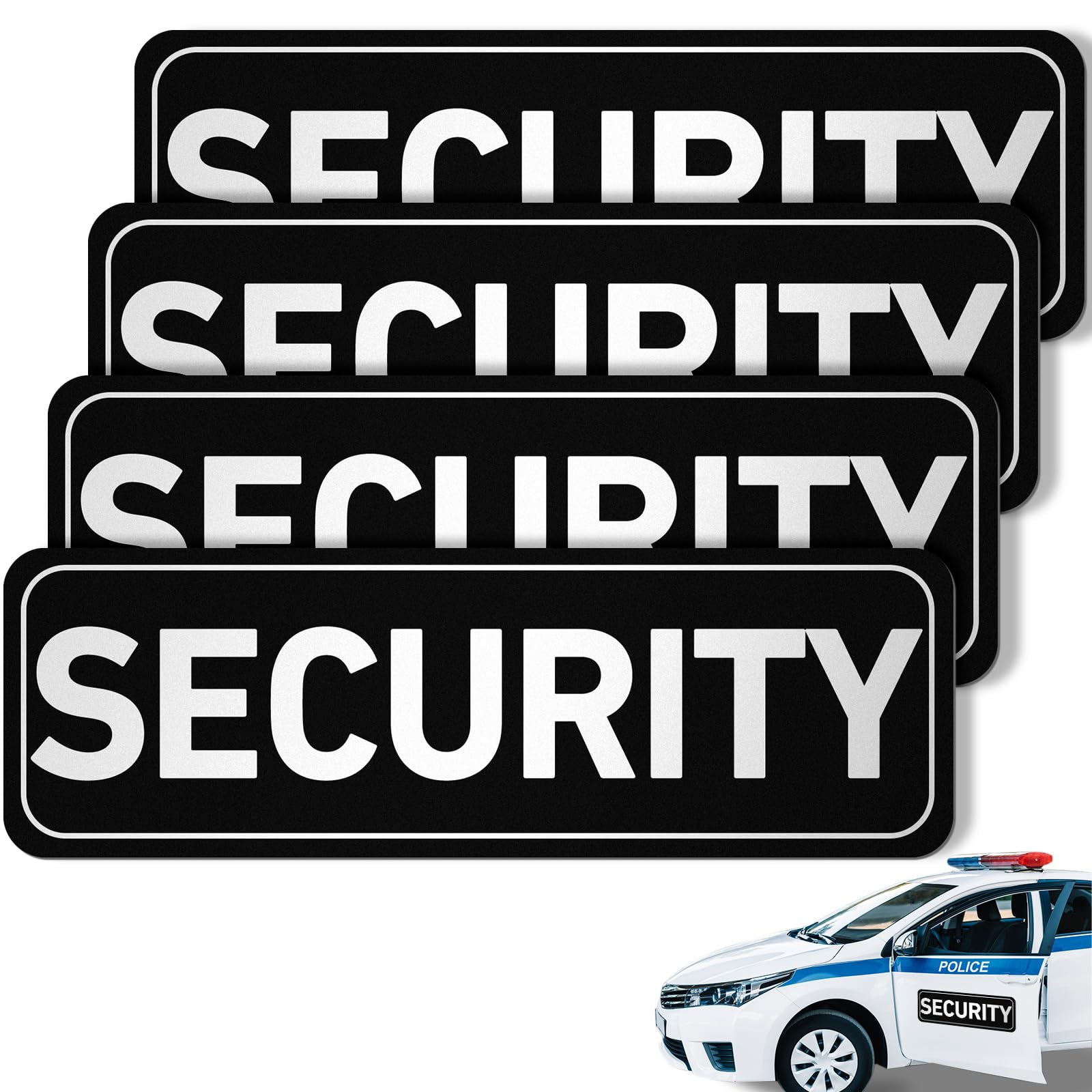 Skyygemm 4 Pcs Security Car Magnetic Signs Reflective Security Heavy Duty Signs for Vehicles Magnetic Truck Waterproof Officers Decals for Patrol(