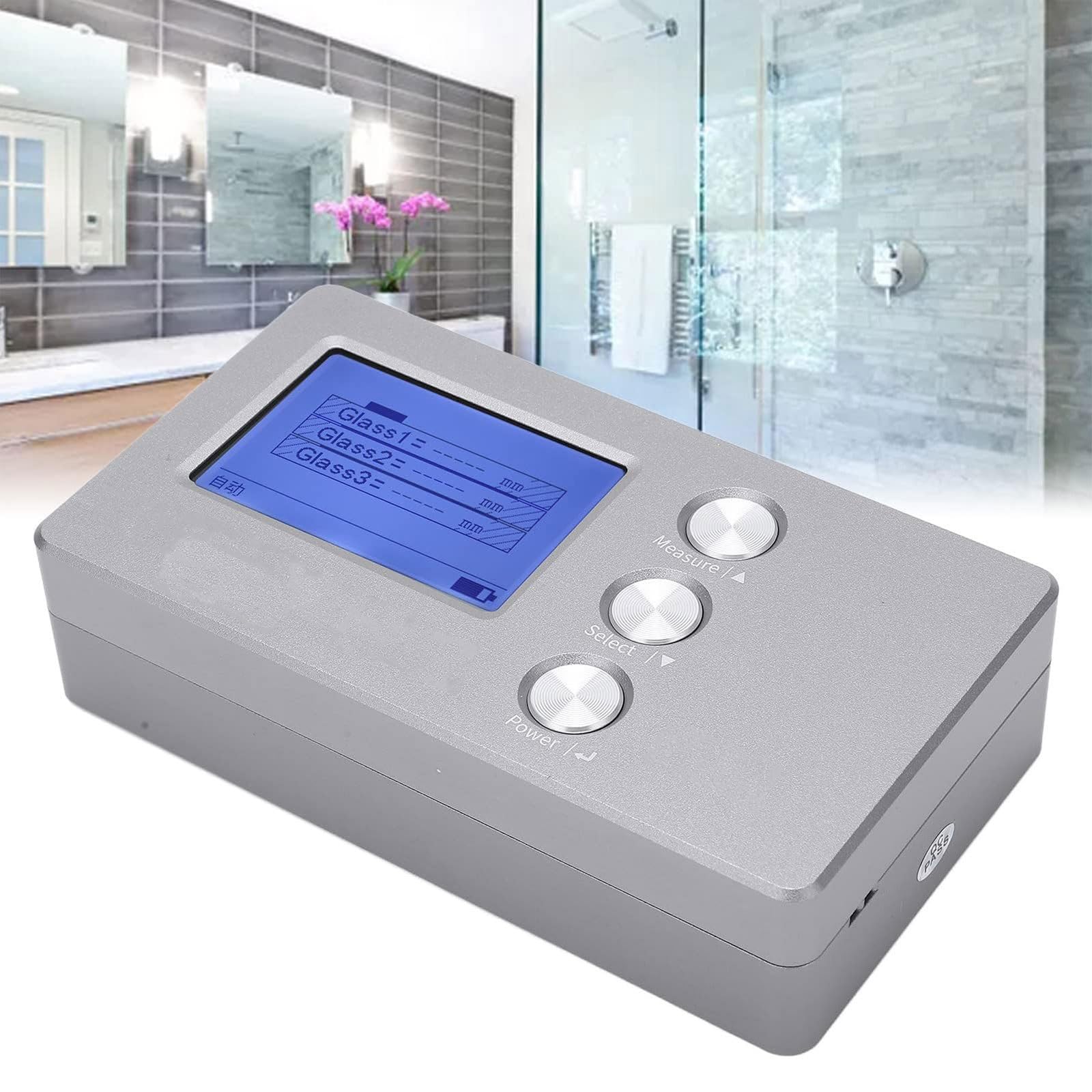 Medidor de grosor de cristal: medición precisa de ± 0,1 mm, rango de 70 mm, pantalla LCD HD, cordón para acristalamiento laminado/templado en ventanas y puertas
