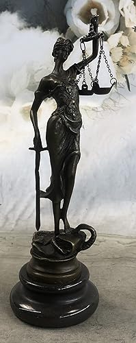 Estatua de bronce real de mármol para dama ciega de justicia, escultura de ley, figura de mármol