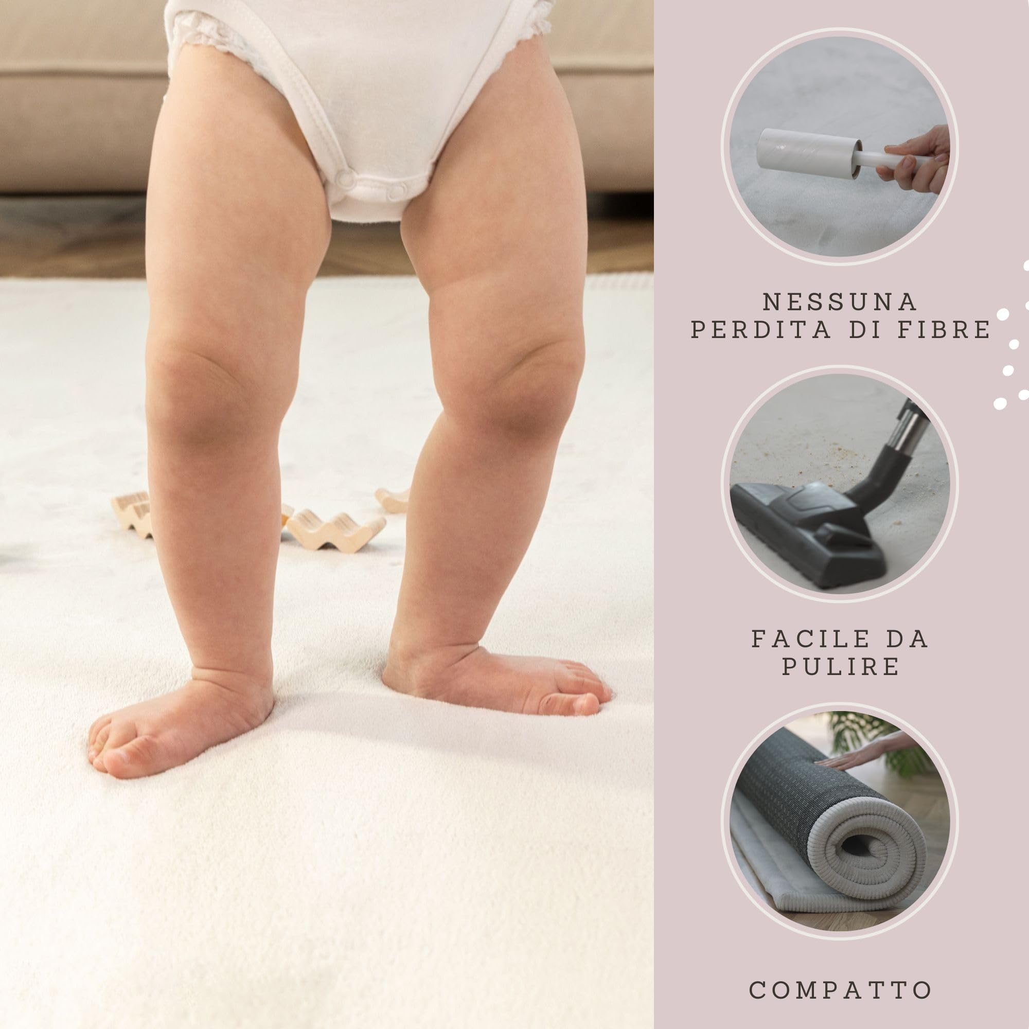 Tappeto Neonato 200x150x2,5cm, Grigio – Tappeto Morbido Bambini con Memory Foam – Tappeto per Gattonare Neonato Antiscivolo – Tappeto Bambini, Tatami, Tappeto Gioco Neonato
