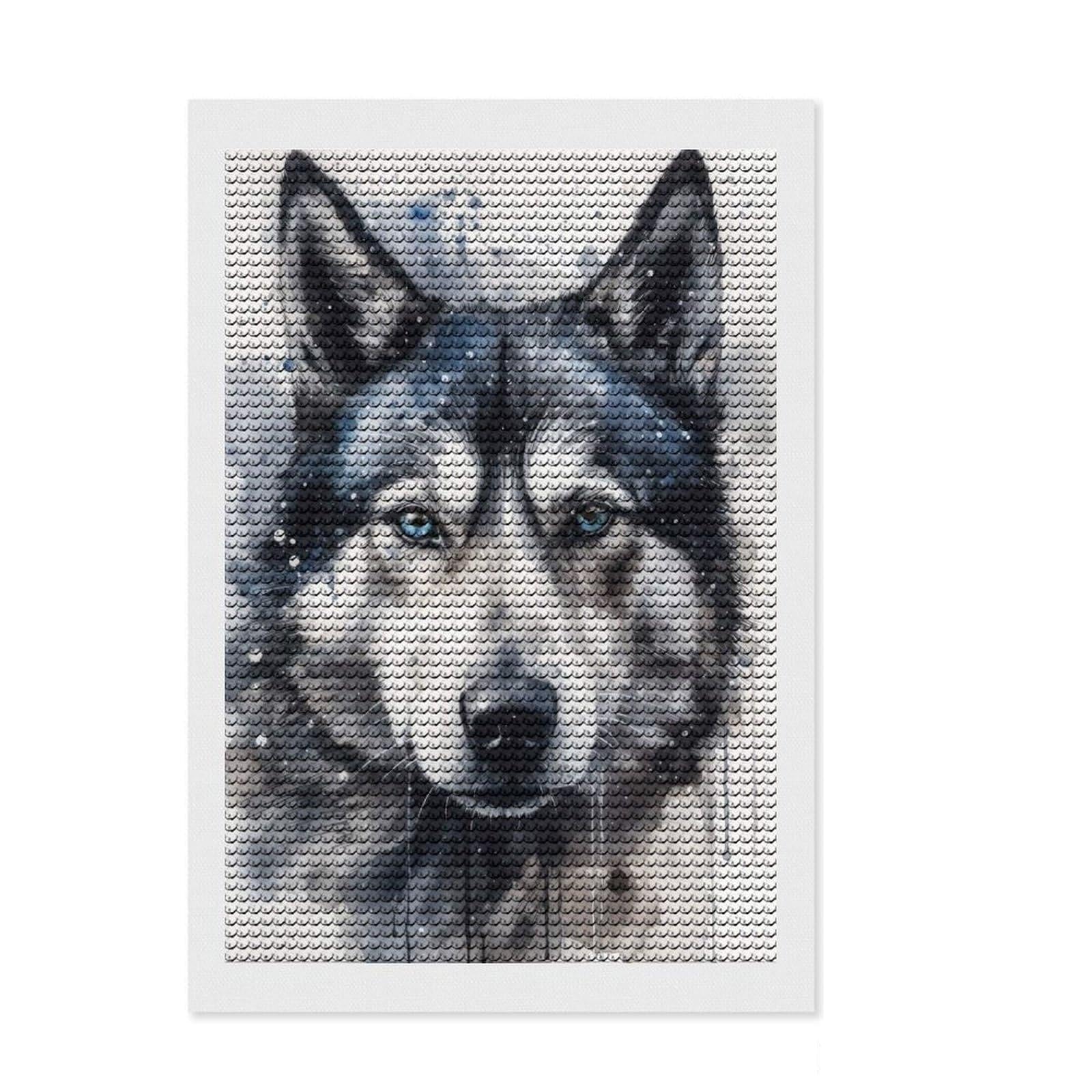 Junmoney Siberian Husky Watercolor Full Drill Diamond Painting Kit 8"x12", Relaxing DIY, Stress Relief Craft, Relaxing Handmade Project, Modern Decor