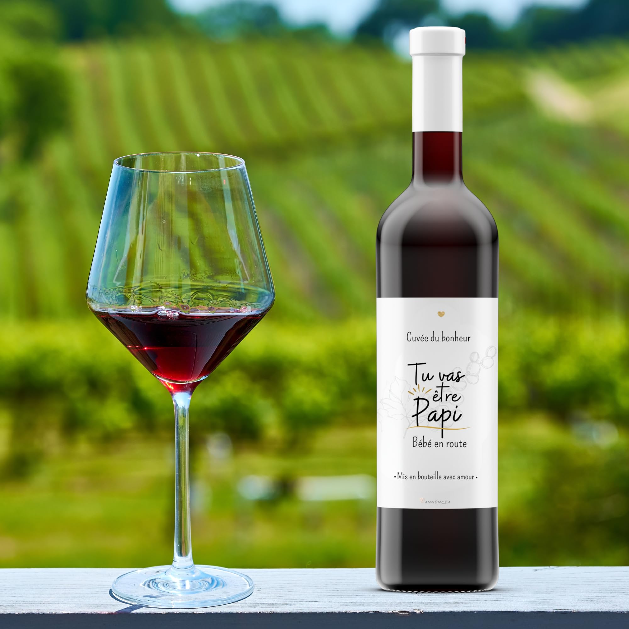 Etiqueta botella vino anuncio embarazo papi | Futuro abuelo | Anuncio nacimiento abuelos