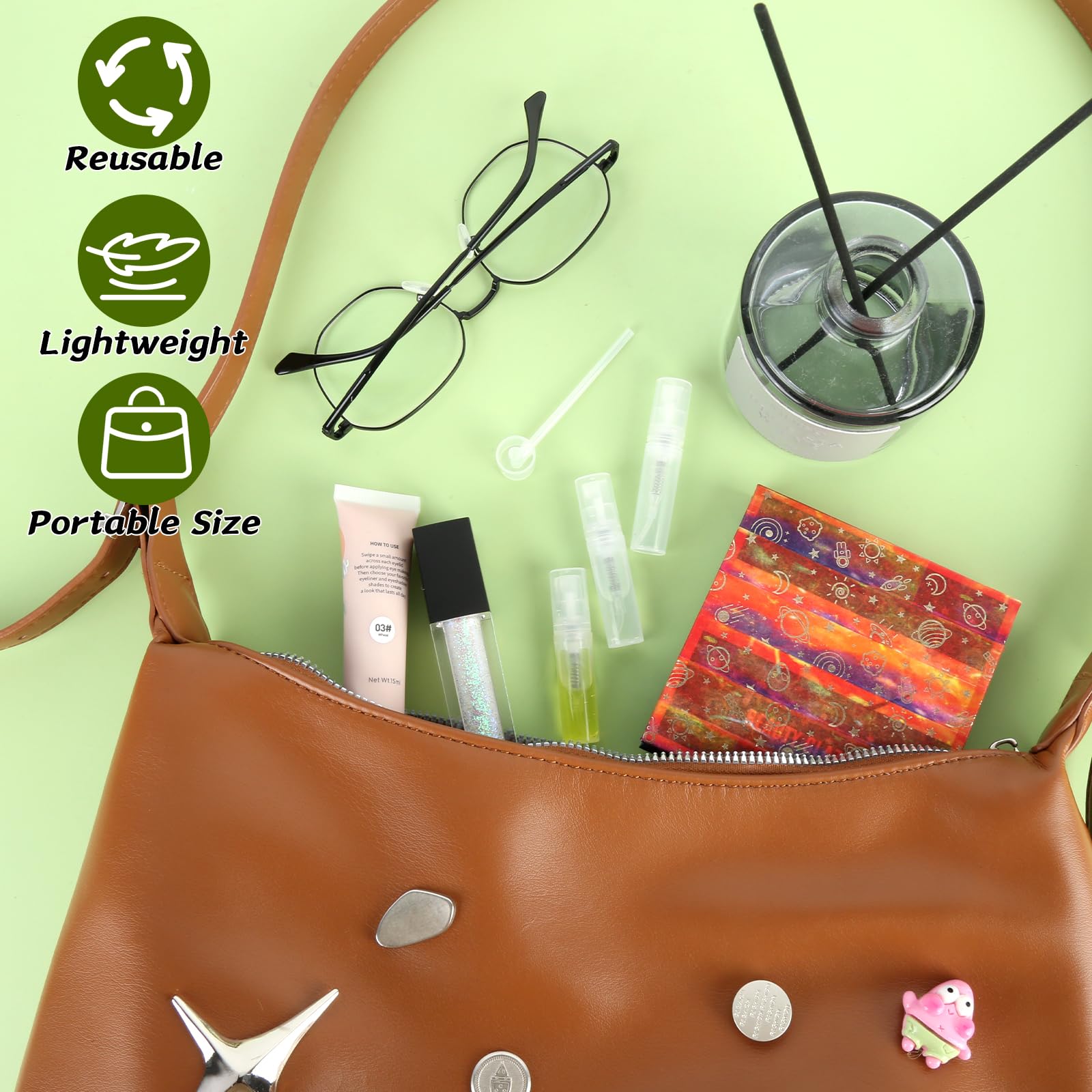 60 sztuk mini rozpylaczy do perfum, 2 ml, do ponownego napełnienia, pusty rozpylacz perfum w podróży, przezroczysty, mini butelka z rozpylaczem z pipetami i głowicą dociskową do perfum,