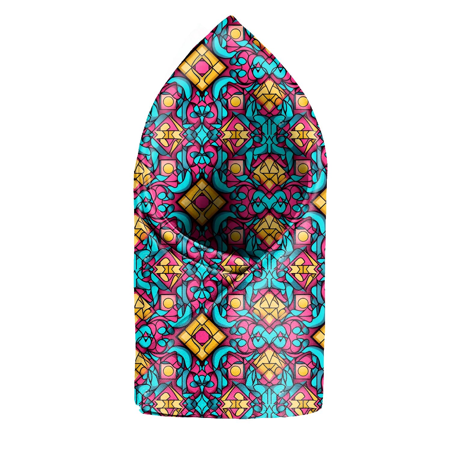 blacksmith Pink & Teal Geometric Printed Pocket Square for Men-picture-12