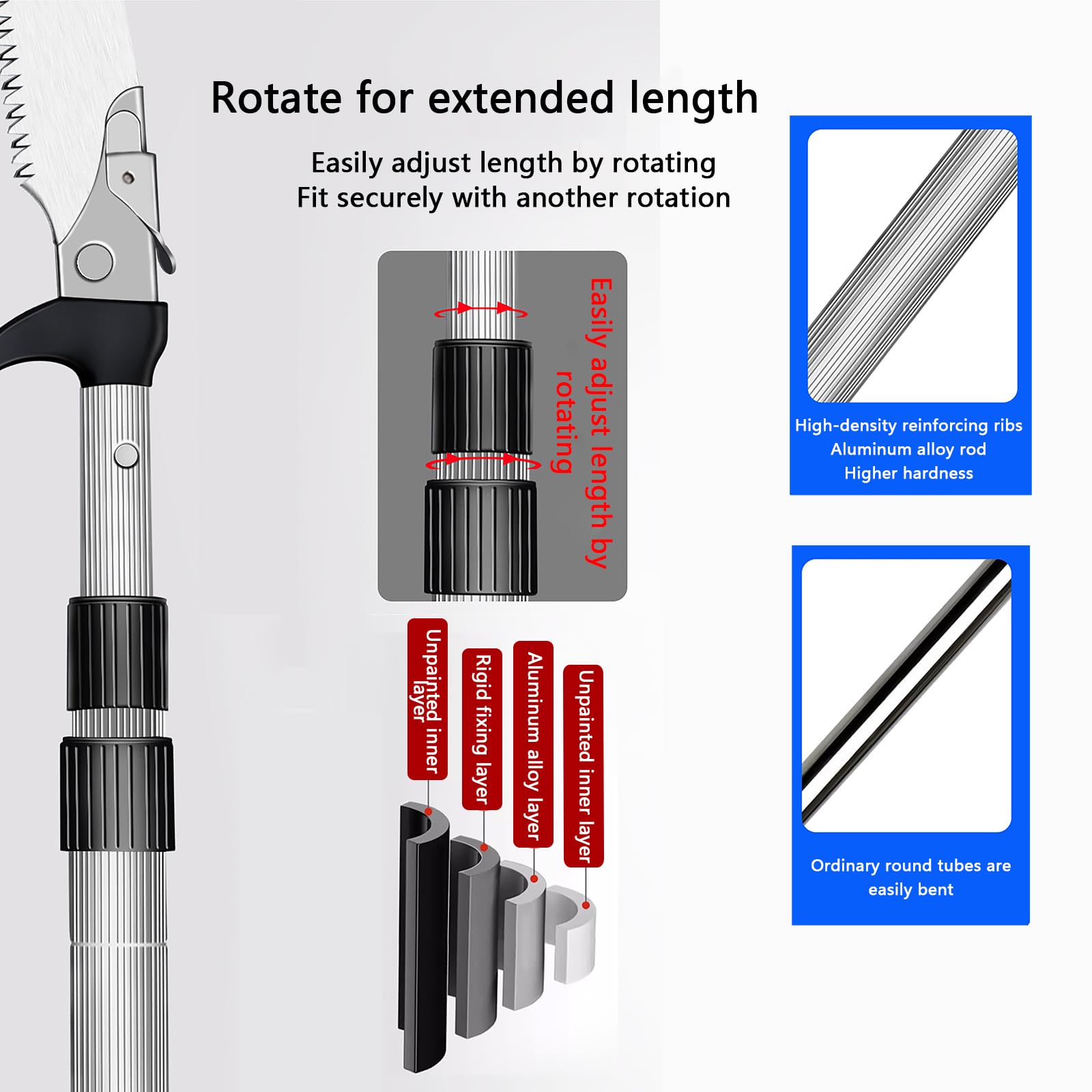 Podadora Telescópica De 1,2 M Para Árboles. Cortadora De Ramas Altas Con 2 Cuchillas. Herramienta Para Podar Árboles De Jardín, Para Recortar Patios Y Jardines,C