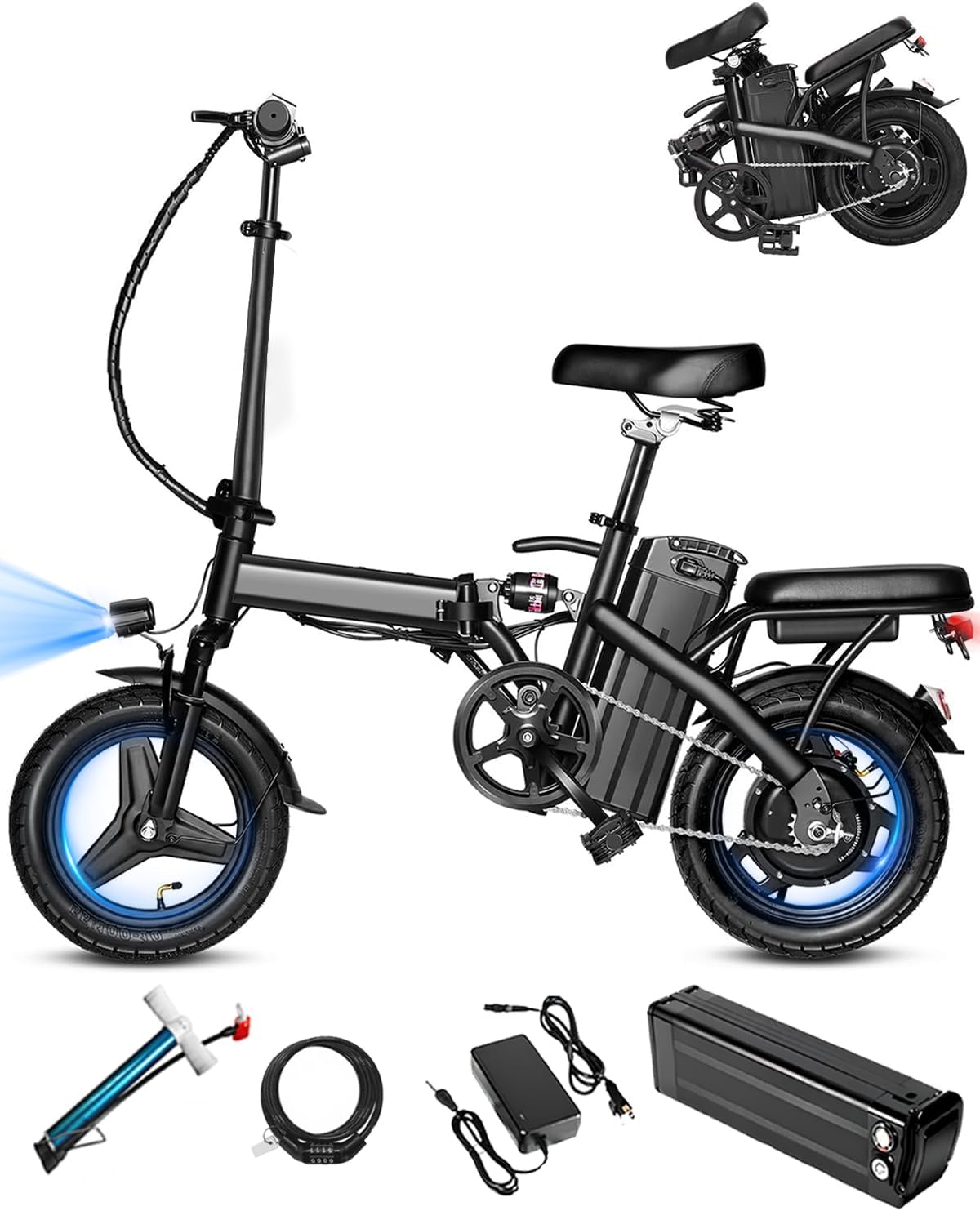 Electric Bike for Adults, Ebike, Electric Bicycle with 576WH Removable Battery,14"/26" Folding Ebike, 20MPH,20+ Miles,500W/750W High Motor,Multi-Shock Absorption,Commuting Mini E Bikes