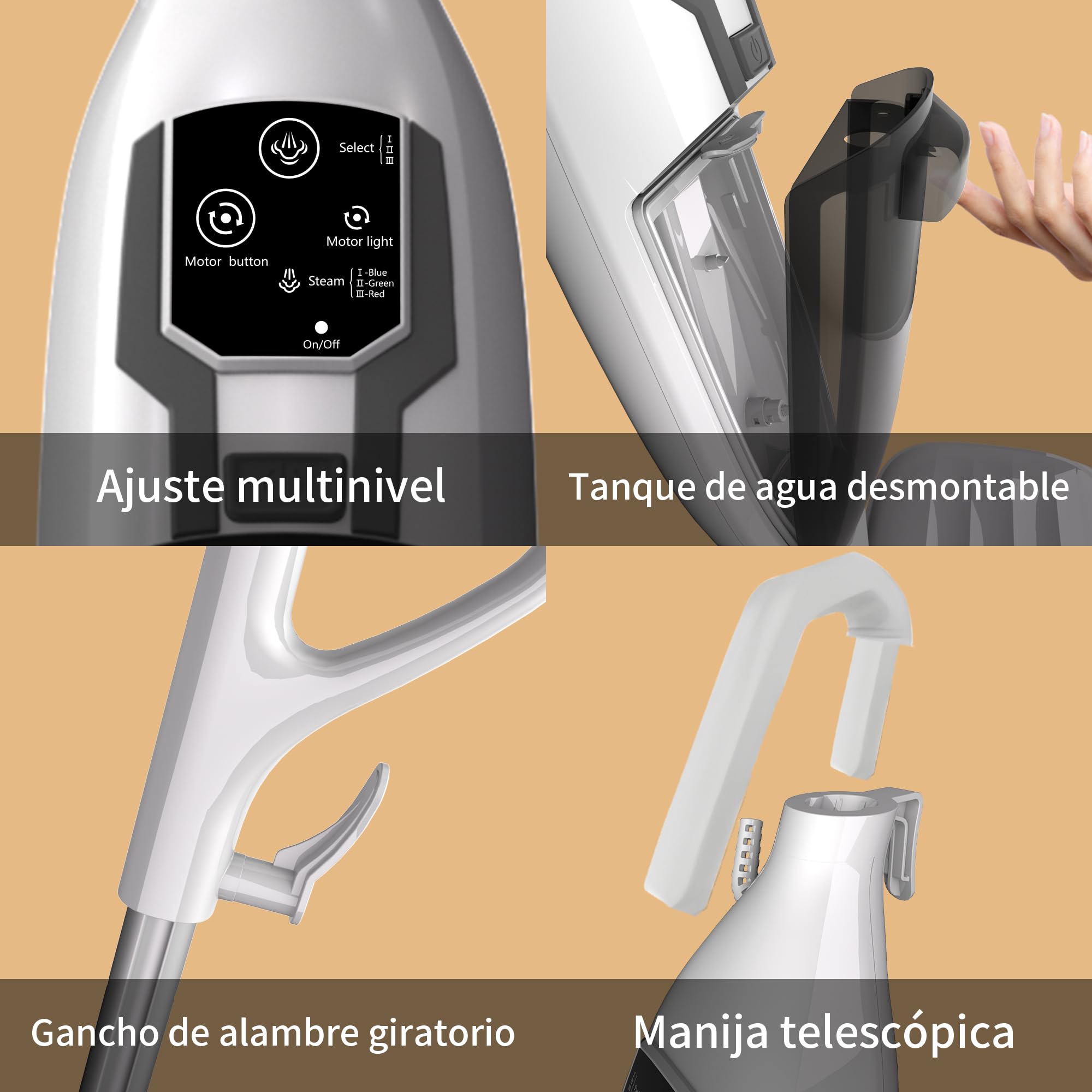 Escoba de Vapor,Escoba de Vapor para Suelos Duros, Limpieza Profunda, Limpiador de Vapor portátil multifunción, 13 Accesorios para Suelos de Madera, Laminado, Vinilo, baldosas