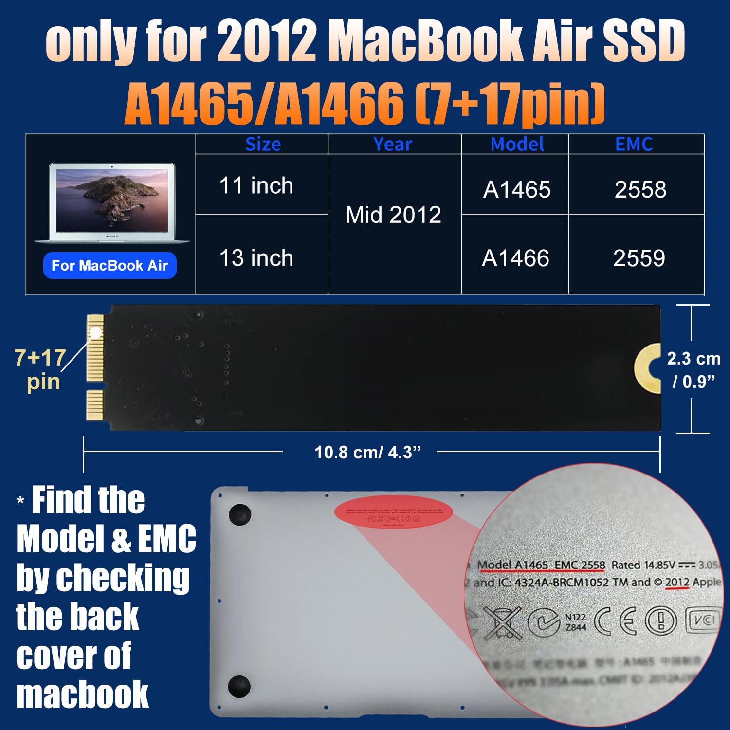 Nuovo SSD da 128GB 256gb 512GB 1TB 2TB per 2012 Macbook Air A1465 A1466 Md231 Md232 Md223 Md224 unà a stato solido MAC SSD
