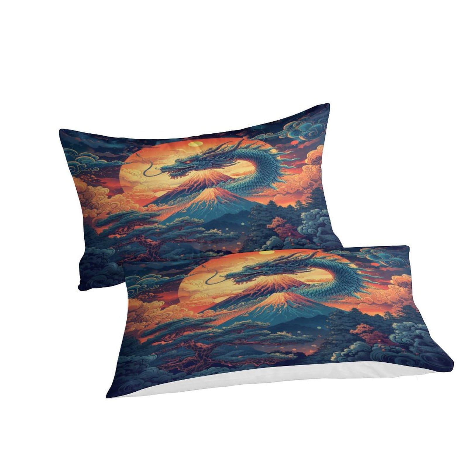 Stampato in 3D Loong cinese Copertina Stampata Microfibra Disegnata Biancheria Da Letto Stile Morbido Set 3 Pezzi,Double（200x200cm）, Per Adolescenti E Adulti