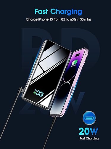 Miniatura 2 de NYQIUGO Cargador portátil 22.5 W 20000 mAh PD3.0 QC4.0 USB C entrada y salida de carga rápida Banco de energía Pantalla LCD Paquete de batería