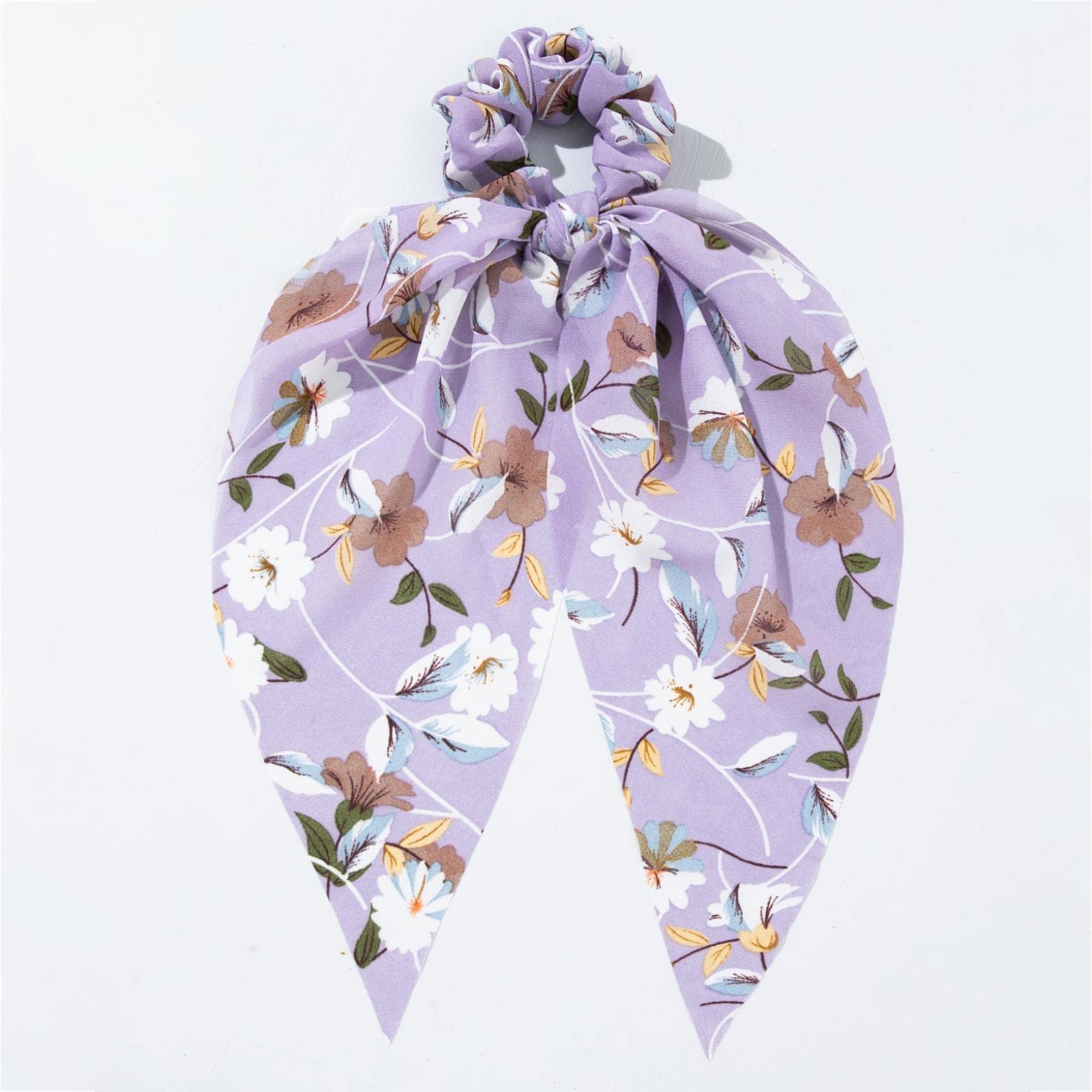 Biżuteria do włosów Floral Print Scrunchies For Women Mushes Elastic Hairbar NDer Air Lines Bow Hair Shell Lina do włosów Krawaty Modne akcesoria do włosów (lawenda)
