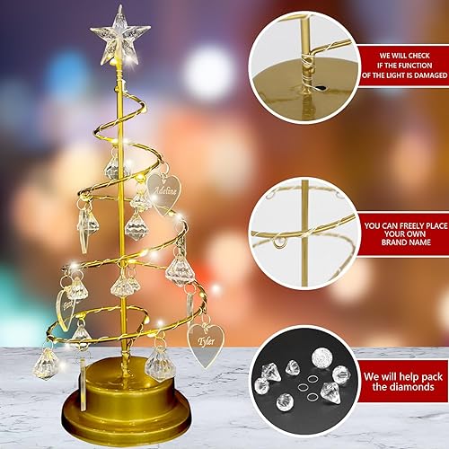 Miniatura 4 de JeathFea Luz personalizada para árbol de cristal de Navidad, de metal, personalizada, 1-15 nombres de familia, foto de Christmastree, lámpara de