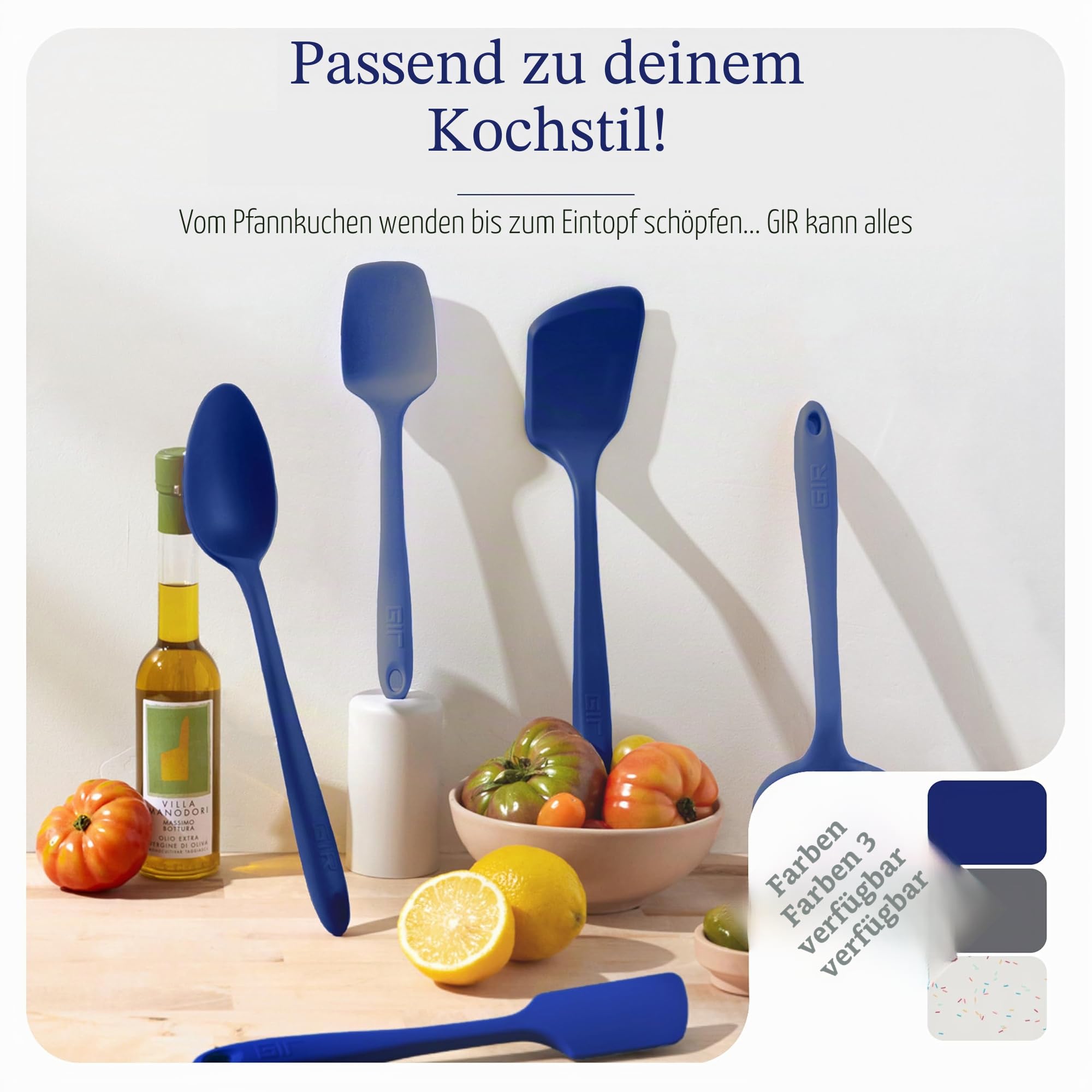GIR: Get It Right 10-teiliges Küchenutensilien-Set aus Silikon – Schöpflöffel, Pfannenwender, Wender, Löffel und Löffel – ungiftige Kochutensilien für antihaftbeschichtetes Kochgeschirr, Kochen und