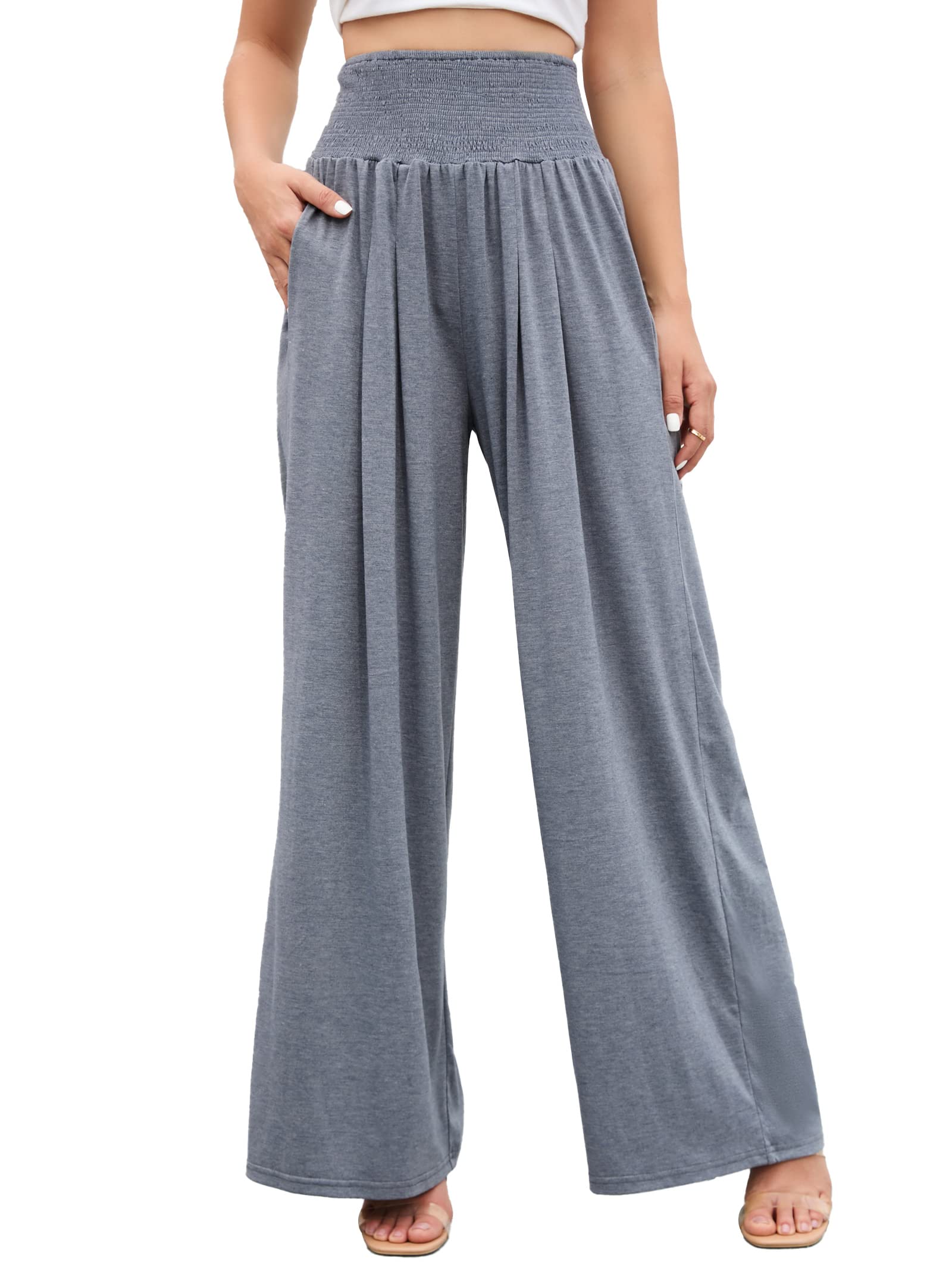 Women's High Waist Wide Leg Palazzo Pants - Super Comfy Yoga Lounge Trousers