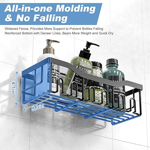 Miniatura 4 de Organizador de ducha de 6 estantes, organizador de baño autoadhesivo, sin taladros y de secado rápido, estante de ducha de acero inoxidable