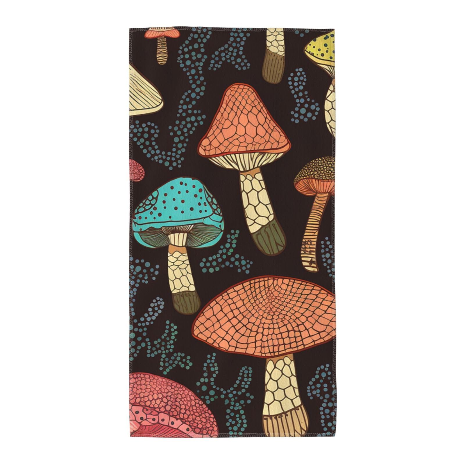 FodPand Microfiber Hand Towels for Bathroom, Soft Absorbent Decorative Face Towel Mushroom Guest Bath Towel 12"X24" Kitchen Dish Towel for Bathroom Kitchen Hotel Gym Spa Towels