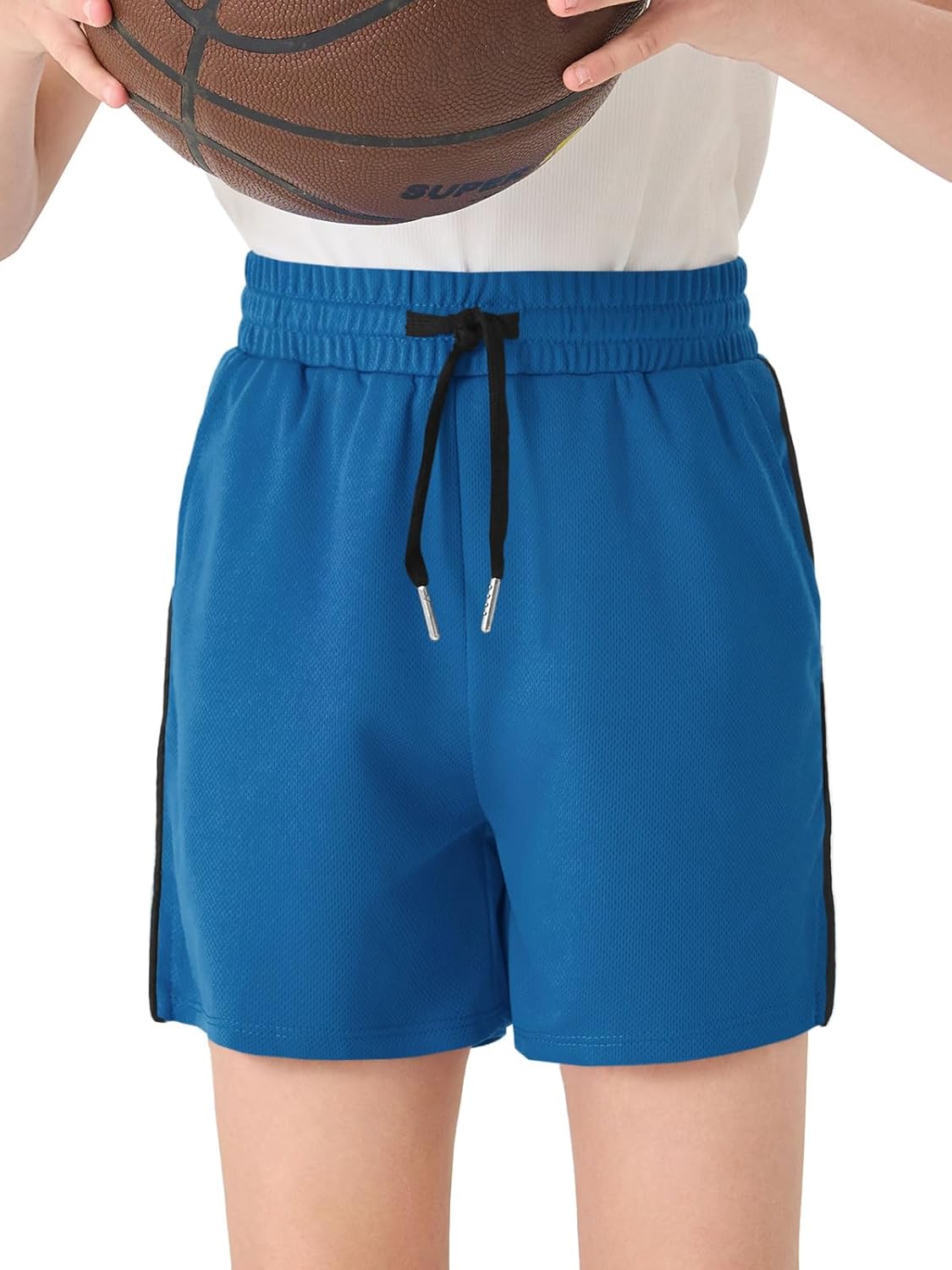 Haloumoning Boys Mesh Athletic Shorts Kids Quick Dry Side Slit Basketball Gym Shorts with Pockets 5-14 Years