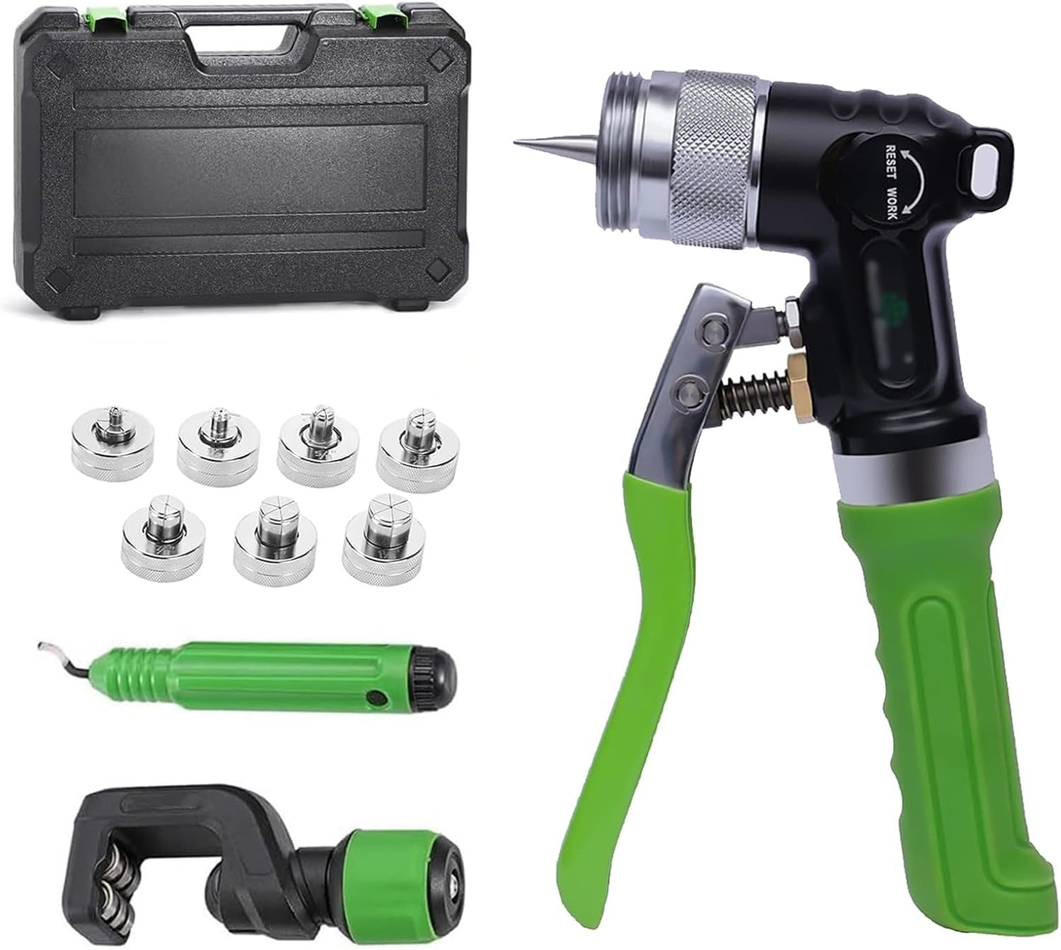 Kit espansore per tubi con taglierina, strumento di sbavatura e 7 testine per rame, alluminio e metalli teneri.