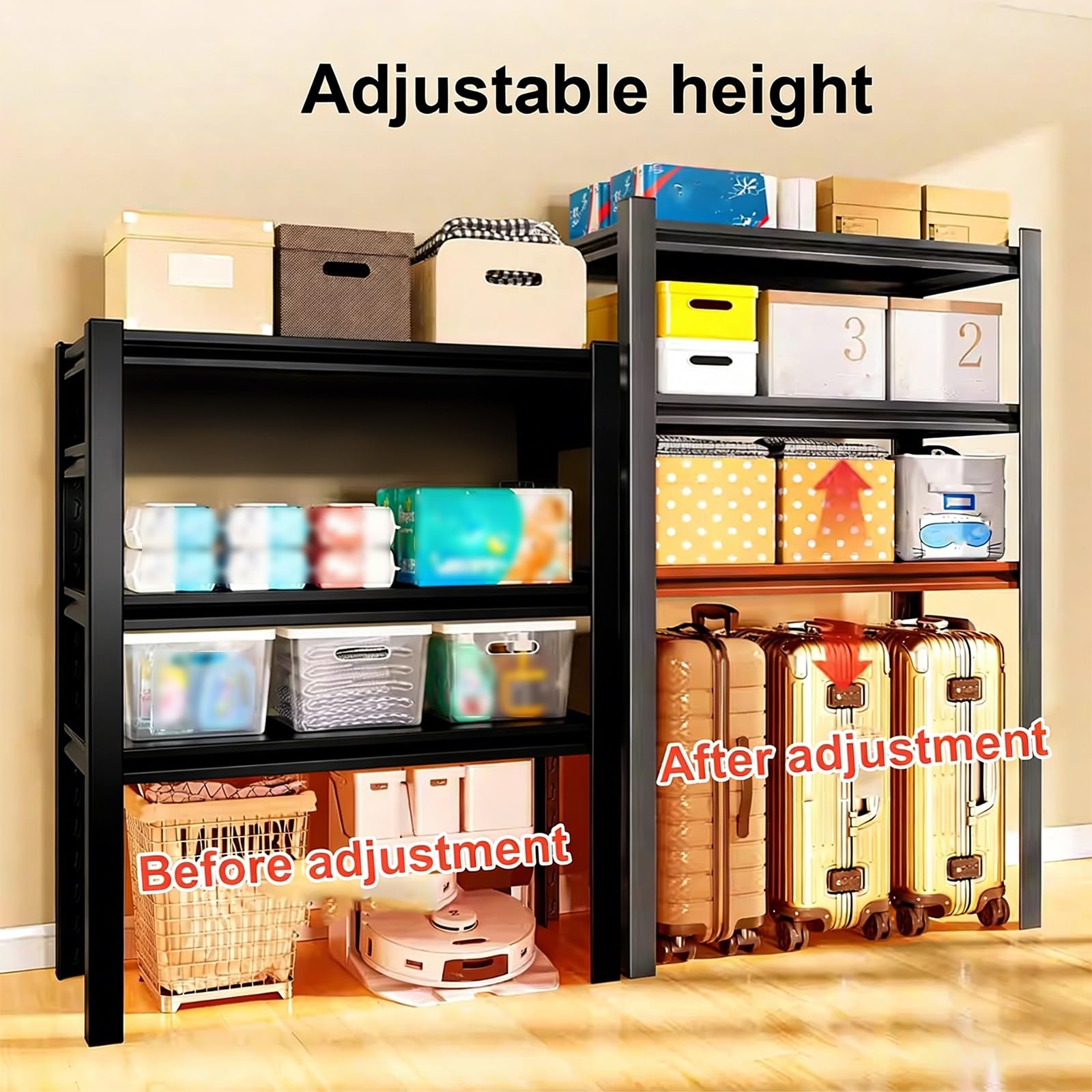 Scaffale Cucina Salvaspazio Ripiani Regolabili Elevata Capacità Di Carico, Scaffale Metallo con Pannello Forato, Scaffalatura Stile Minimalista per Soggiorno Ufficio Bagno(50x40x118cm)
