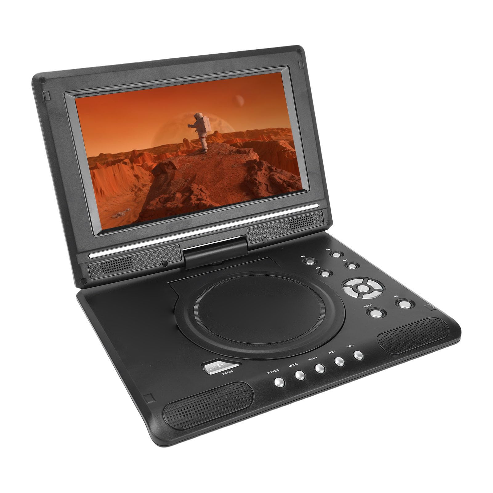 Syrisora Reproductor de DVD Portátil con Pantalla Giratoria de 9,8 Pulgadas y Mando a Distancia (Enchufe Europeo)