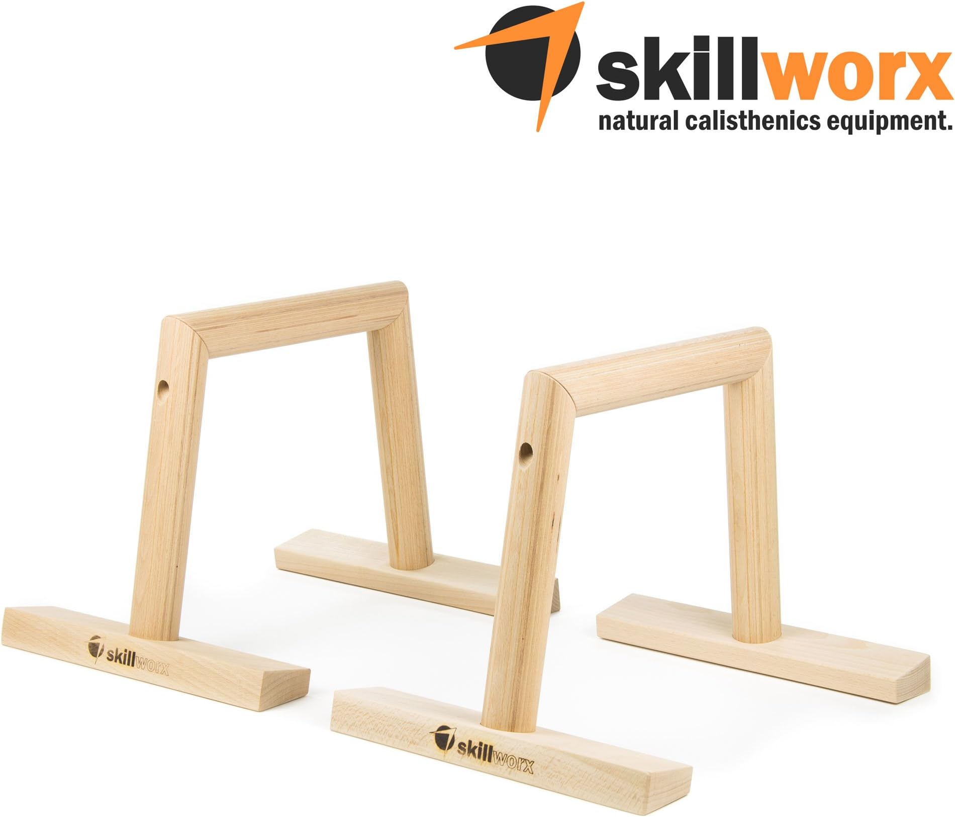 skillworx Parallettes - Parallette bars made of FSC beech wood for calisthenics and gymnastics training (30 or 55 cm hold length | 15 or 30 cm hold height | untreated or lacquered)