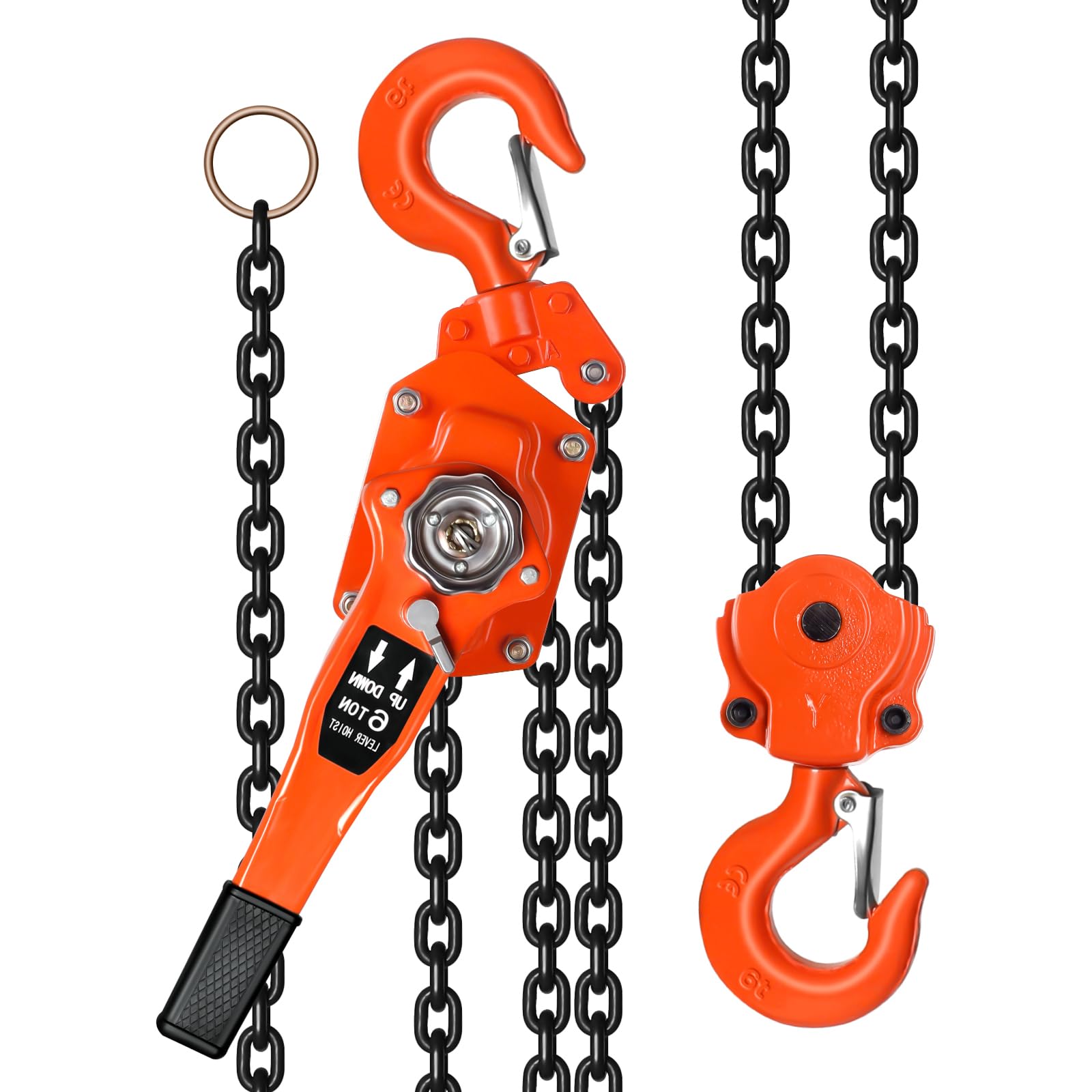 13200 Lbs Capacity 6 Ton 20 Feet Lever Chain Hoist with 2 Heavy Duty Hooks, Chain Come Along for Warehouse Building Automotive Machinery (13200 Lb 20Ft)