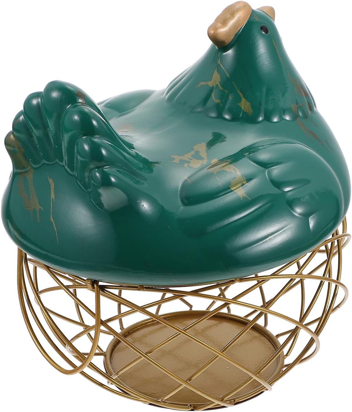 Iron Wire Egg Storage Basket with Grid Pattern, Hen-shaped Fruit and Vegetable Organizer for Kitchen Countertop, Sturdy Iron Egg Holder for Home Use