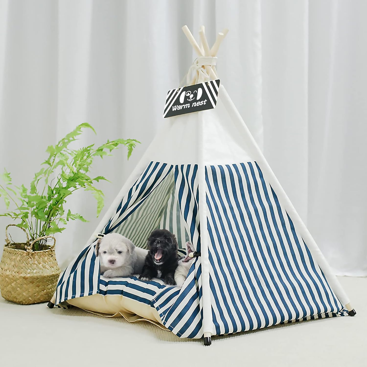Cozy Comfort: A Review of the Striped Pet Teepee with Thick Cushion for Your Furry Friend